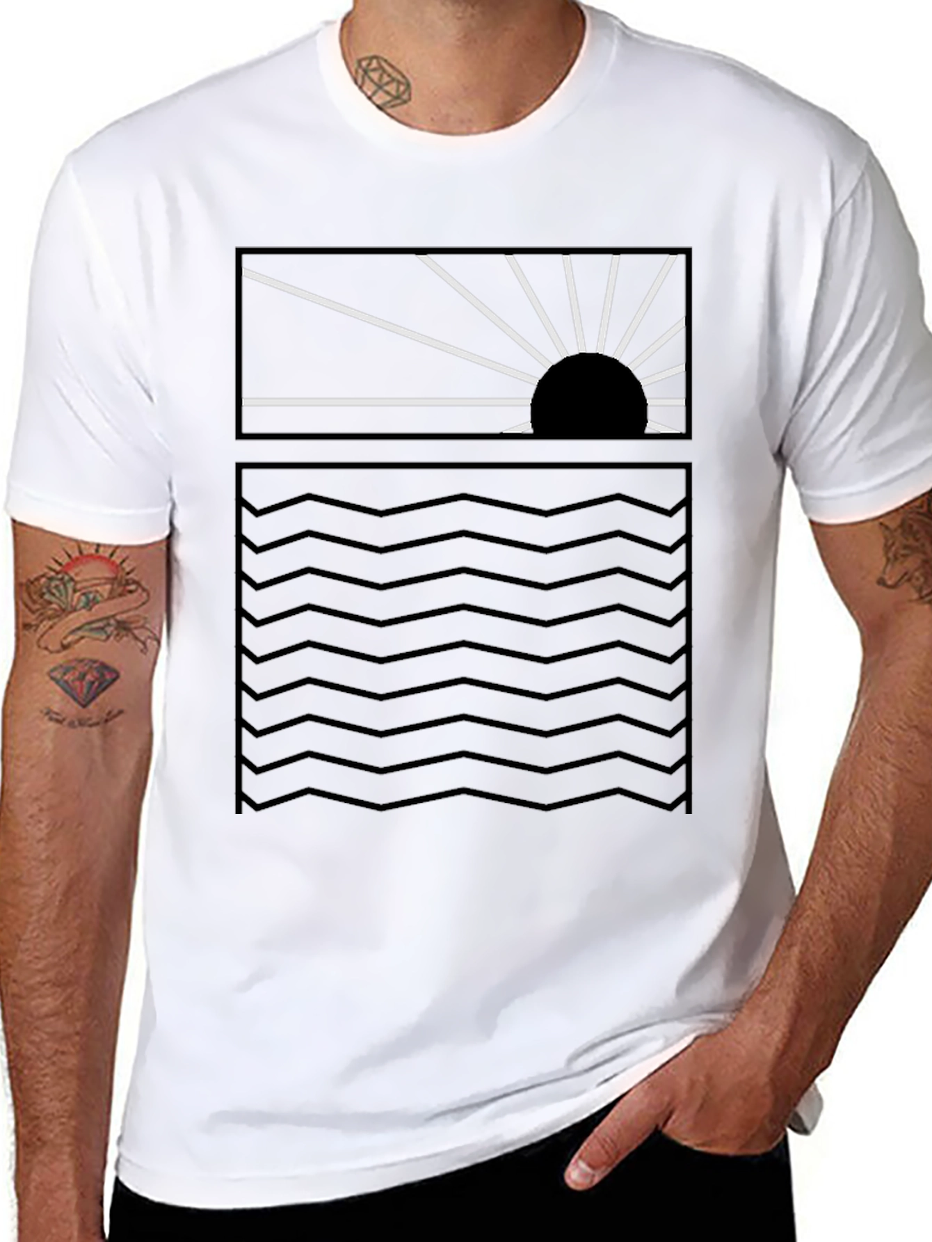 Sunset Waves Graphic Tee - Modern Style