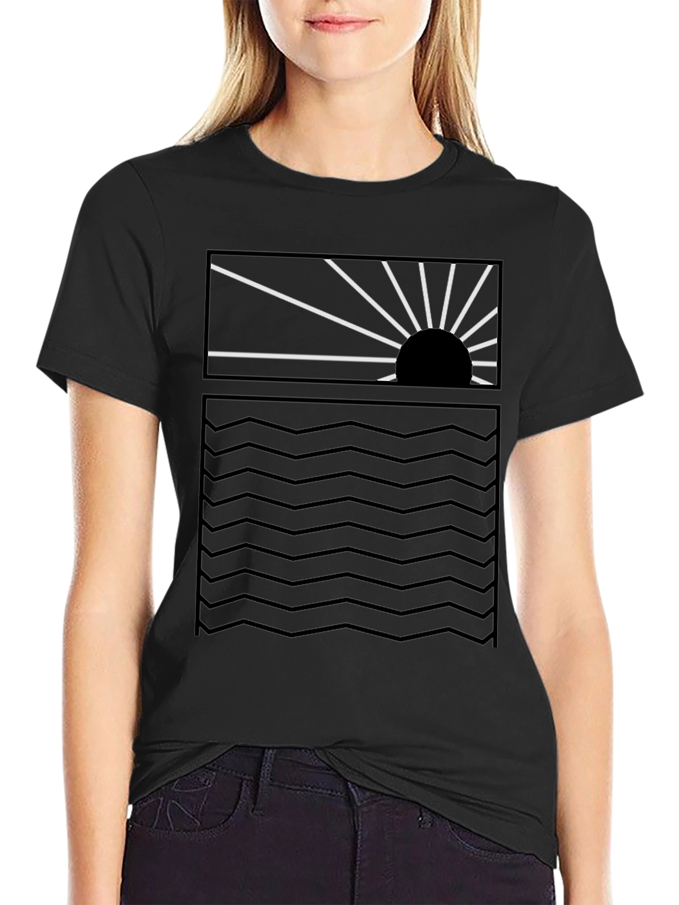 Sunset Waves Graphic Tee - Modern Style
