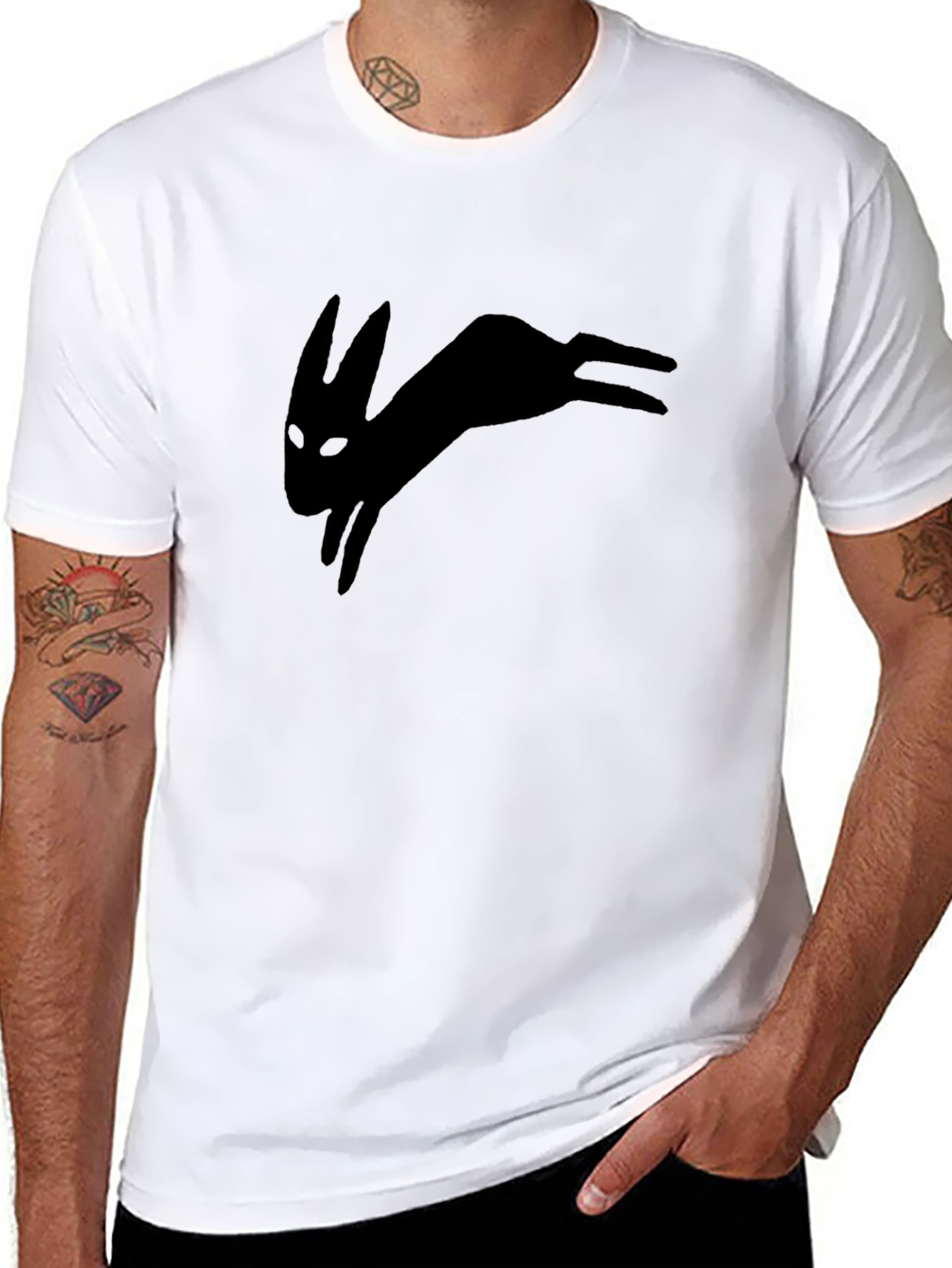 Black Rabbit Silhouette Tee - Unique Design