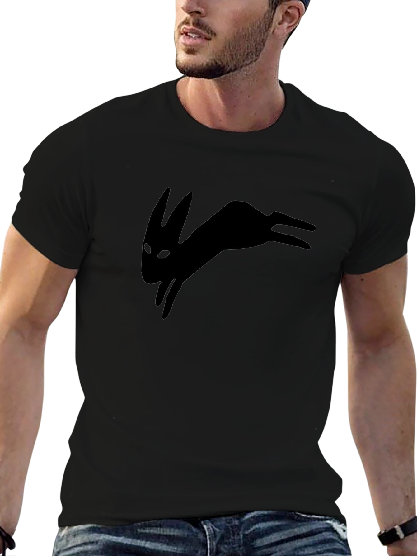 Black Rabbit Silhouette Tee - Unique Design