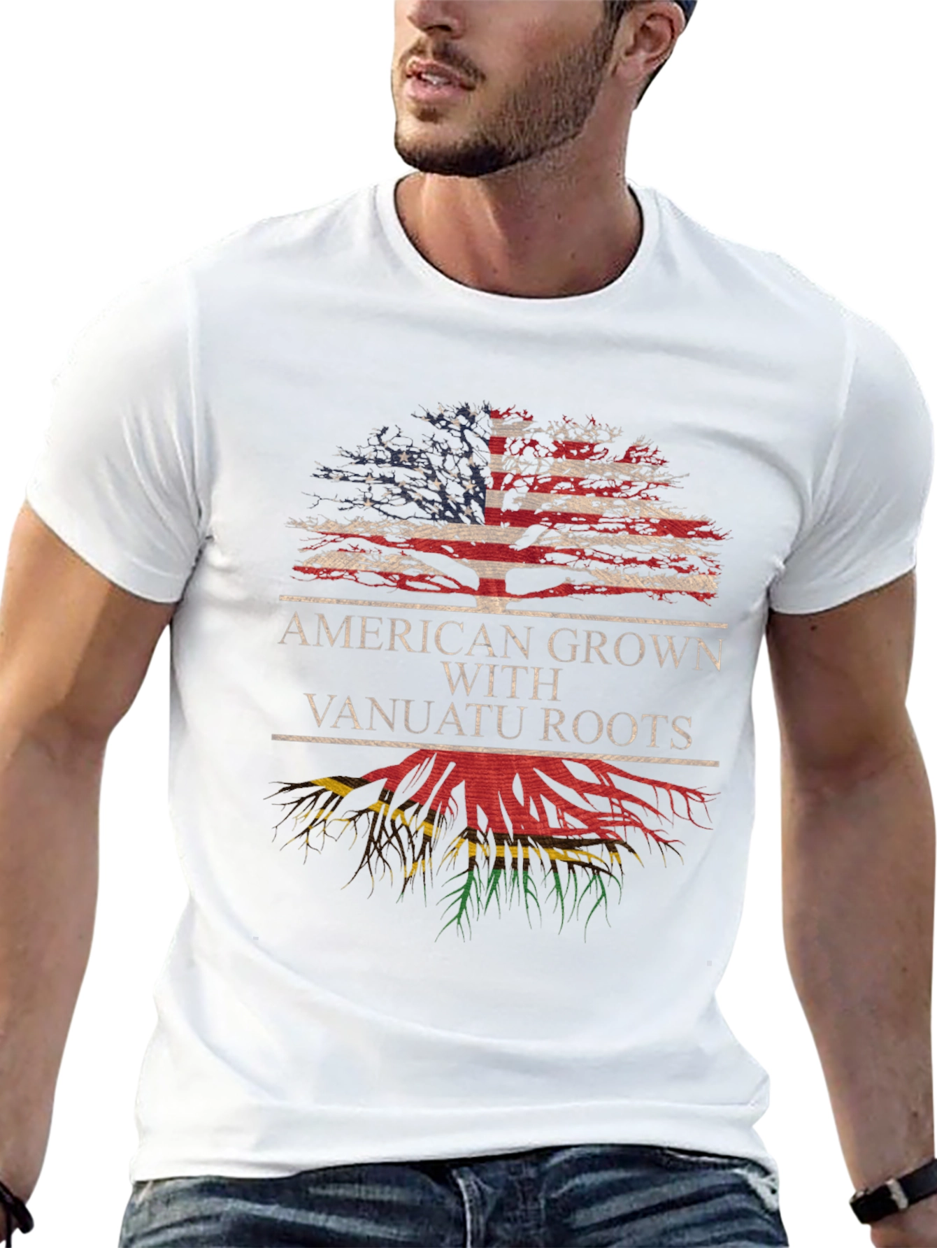 American Grown with Vanuatu Roots Tree T-Shirt