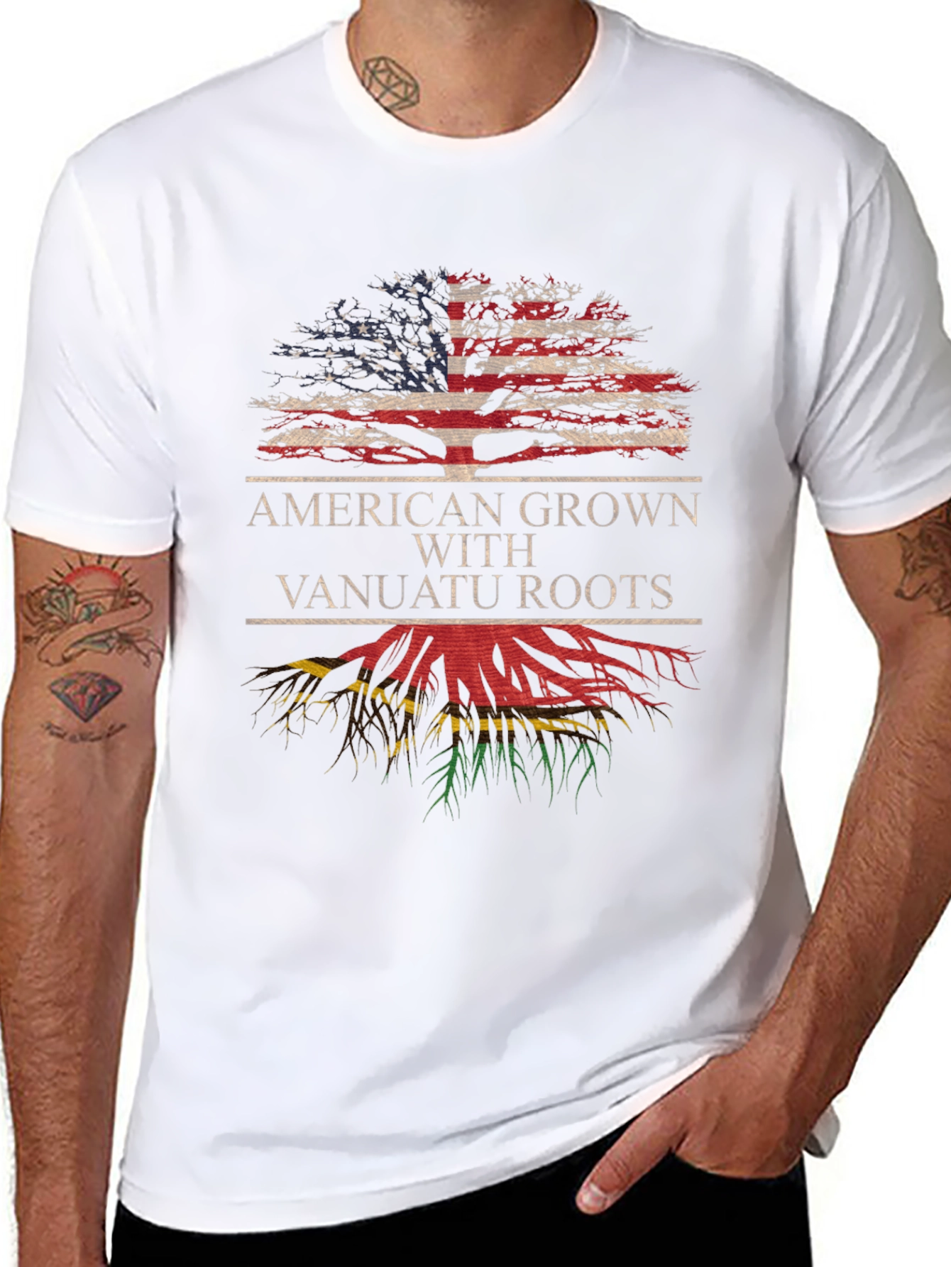 American Grown with Vanuatu Roots Tree T-Shirt