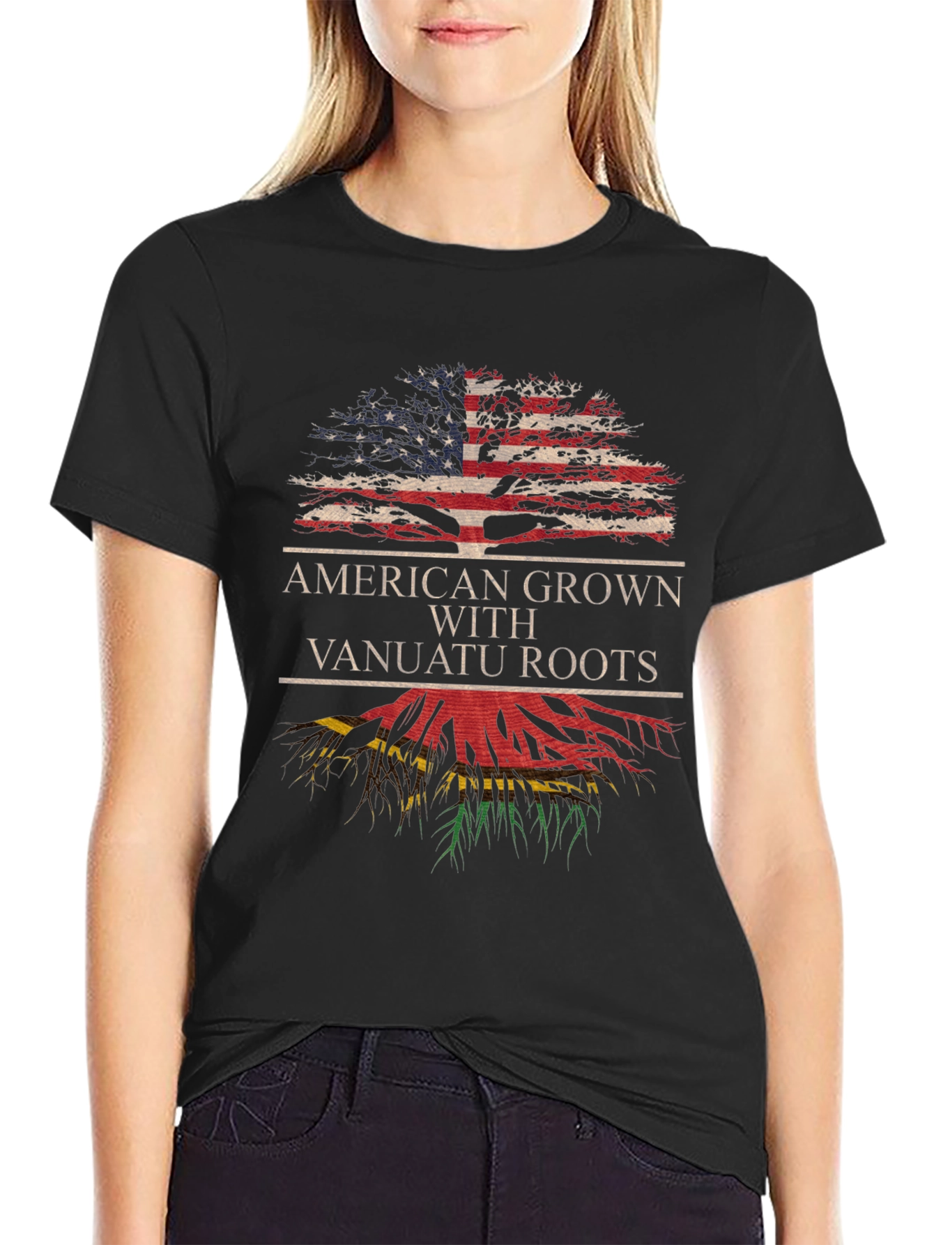 American Grown with Vanuatu Roots Tree T-Shirt