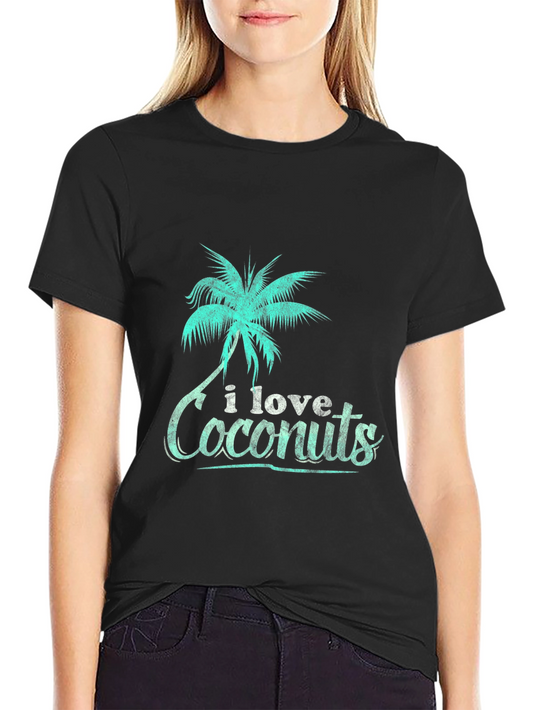 I Love Coconuts Graphic Tee - Tropical Palm Tree Shirt