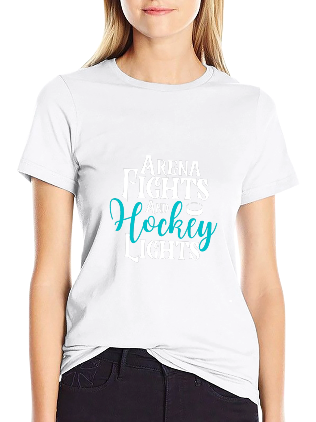 Arena Fights and Hockey Lights Black T-Shirt