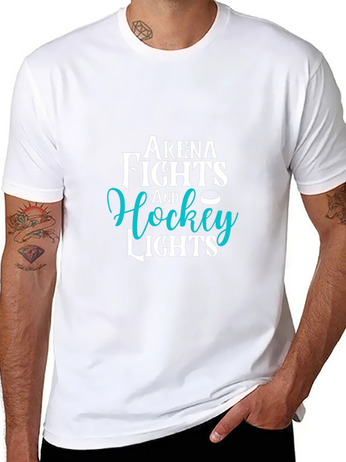 Arena Fights and Hockey Lights Black T-Shirt