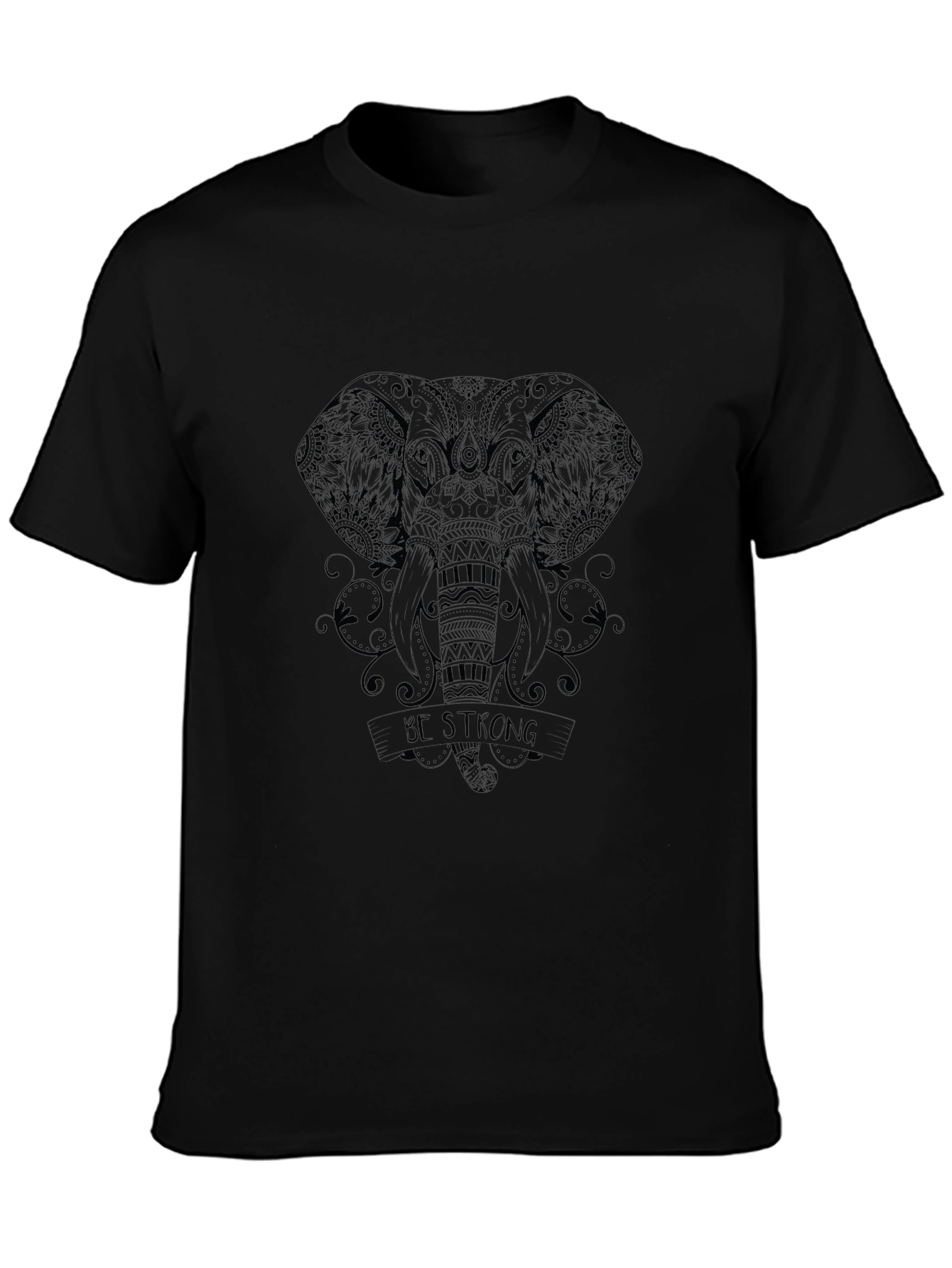 Be Strong Elephant Graphic Tee - Black