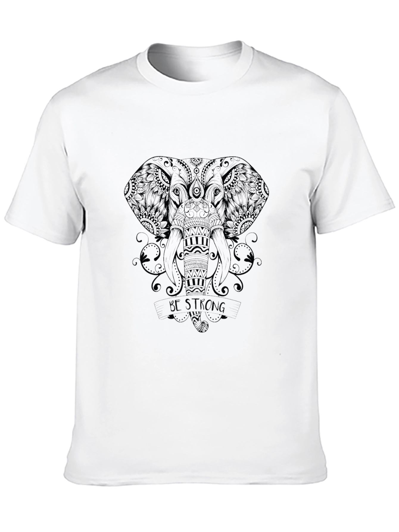 Be Strong Elephant Graphic Tee - Black