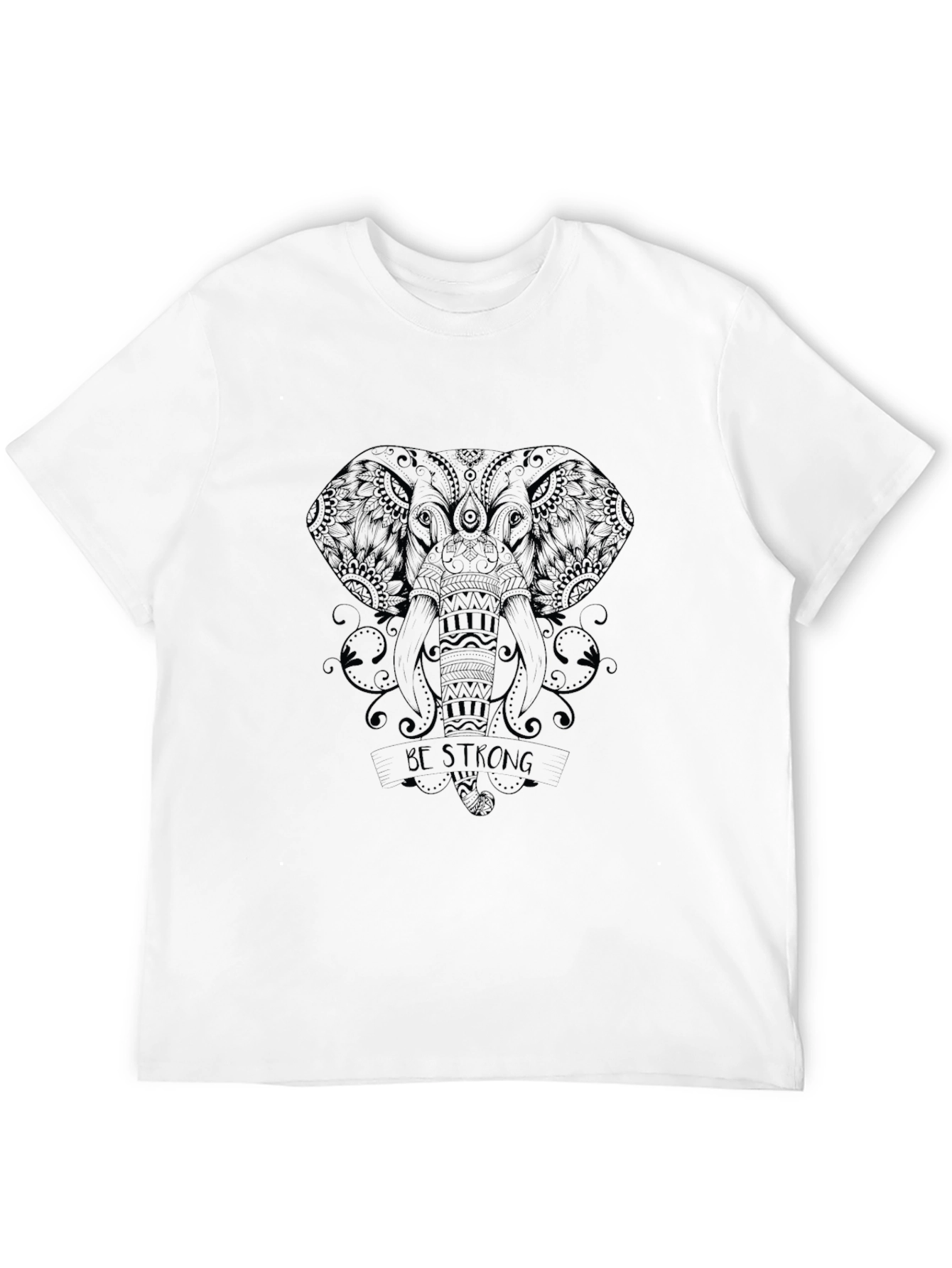 Be Strong Elephant Graphic Tee - Black