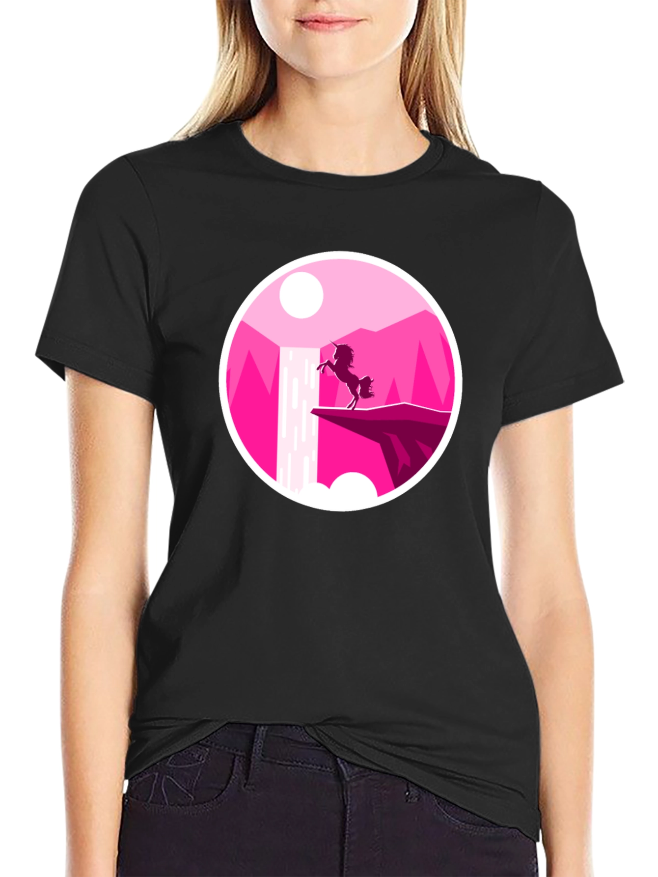 Unicorn Silhouette Graphic Tee - Black