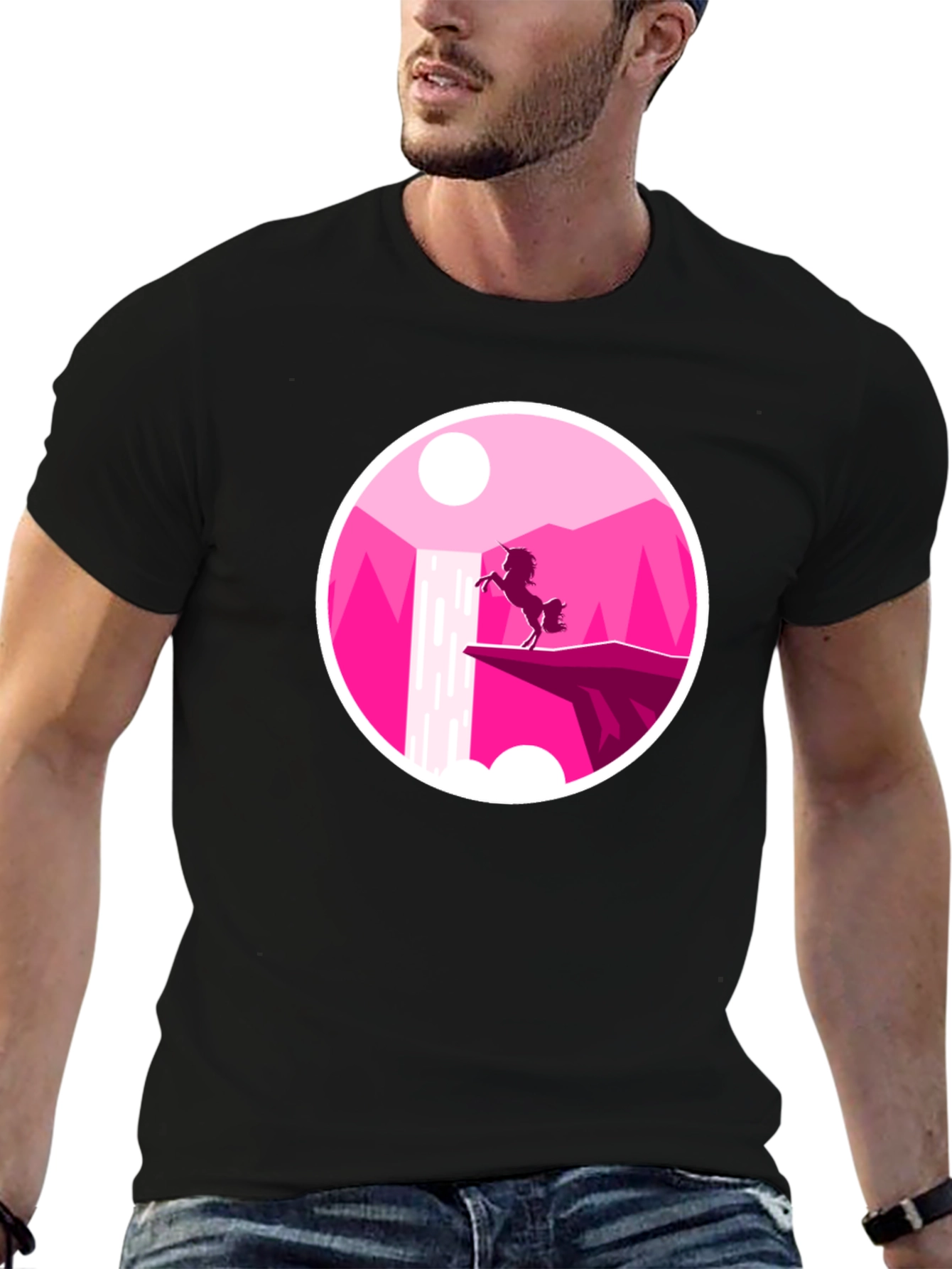 Unicorn Silhouette Graphic Tee - Black
