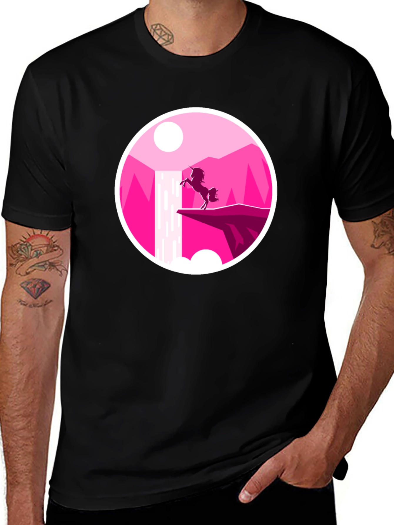Unicorn Silhouette Graphic Tee - Black