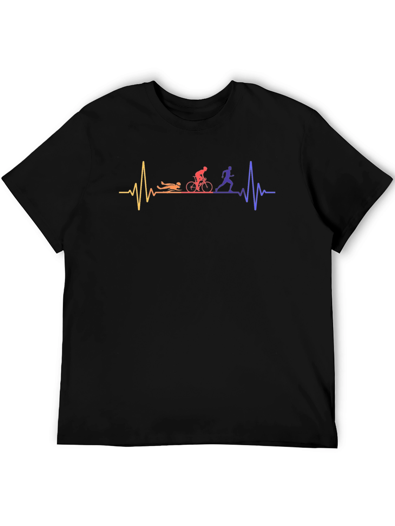 Triathlon Heartbeat T-Shirt - Swim Bike Run Pulse Tee