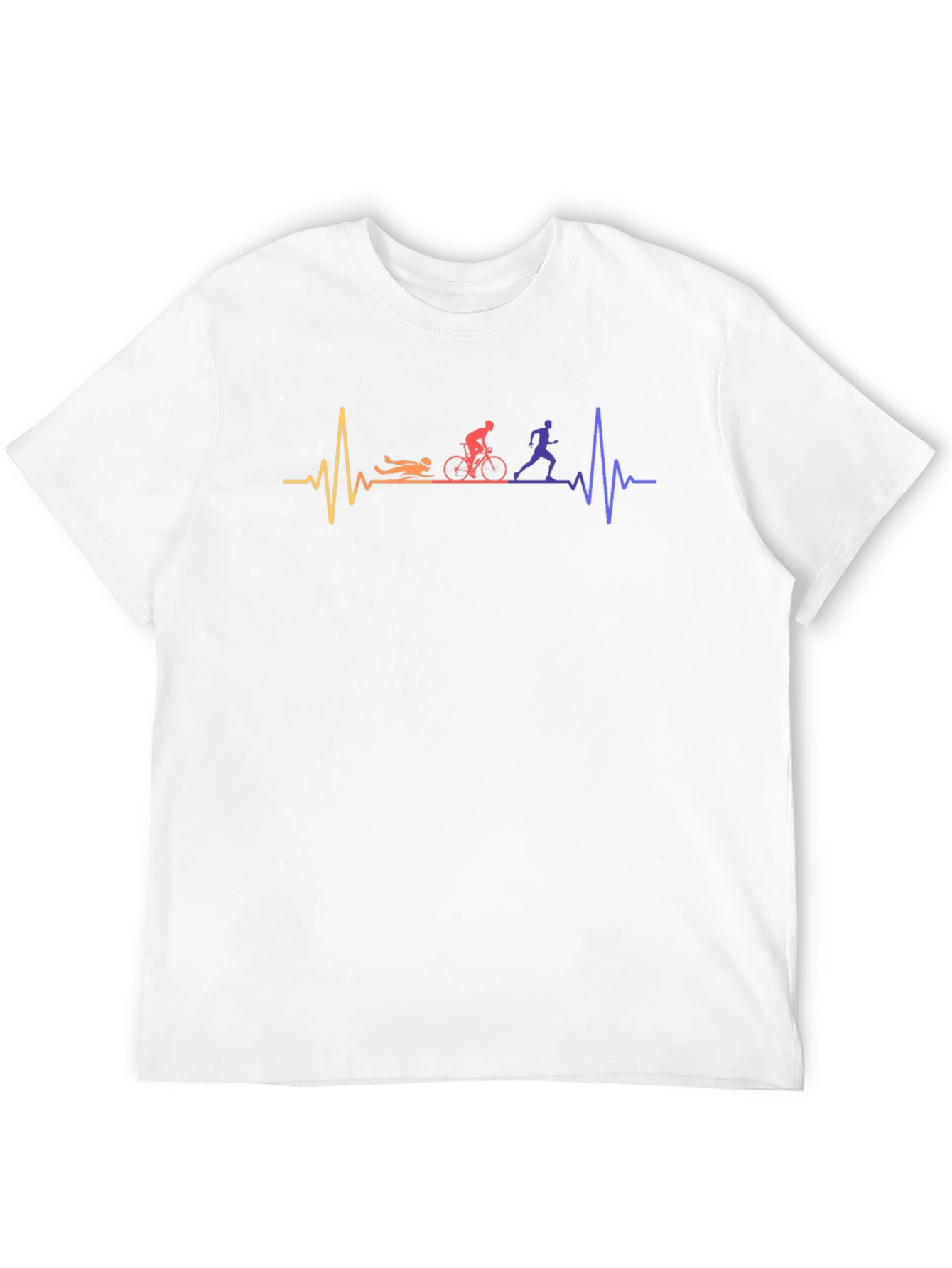 Triathlon Heartbeat T-Shirt - Swim Bike Run Pulse Tee