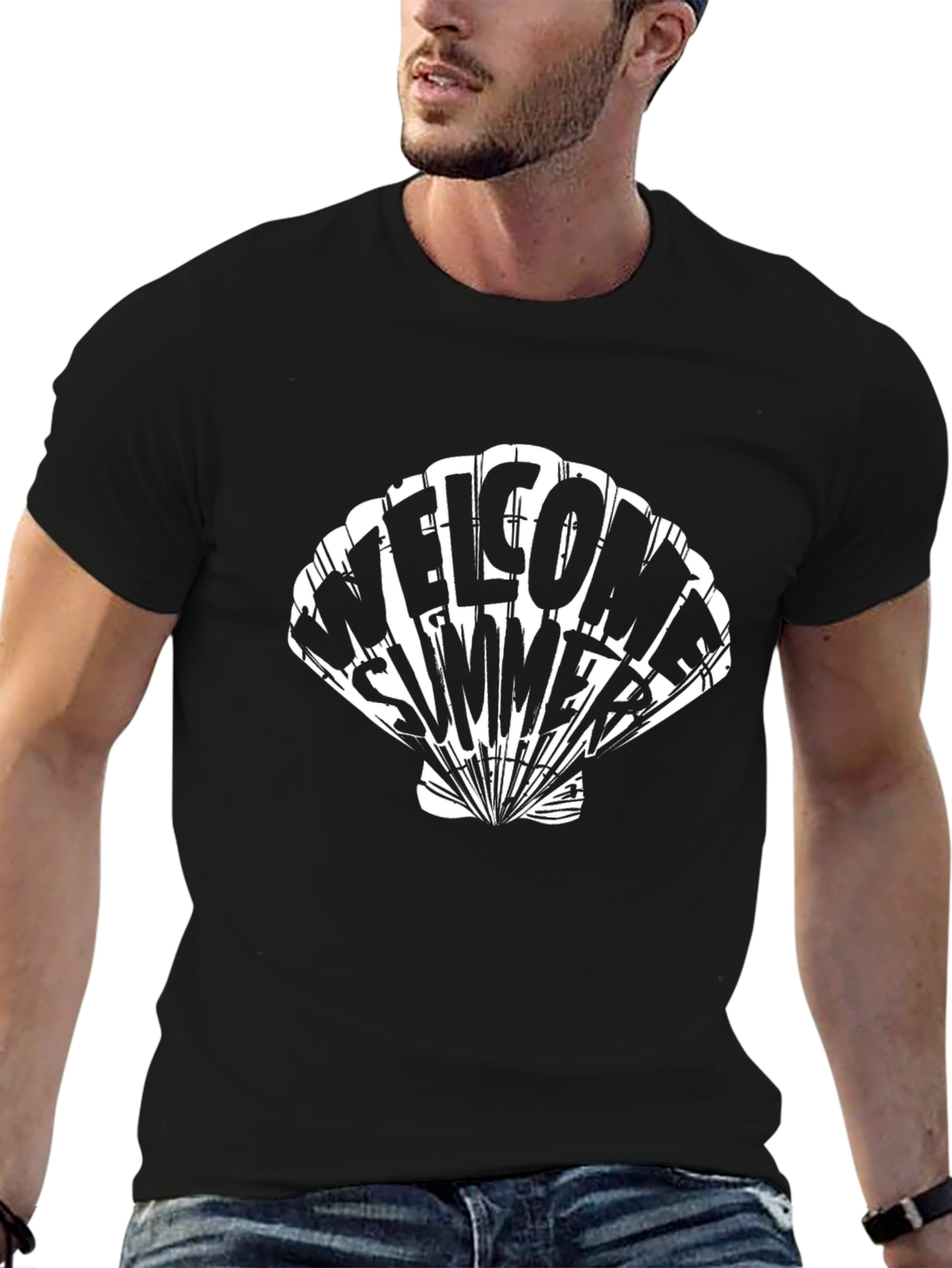 Welcome Summer Graphic Black T-Shirt