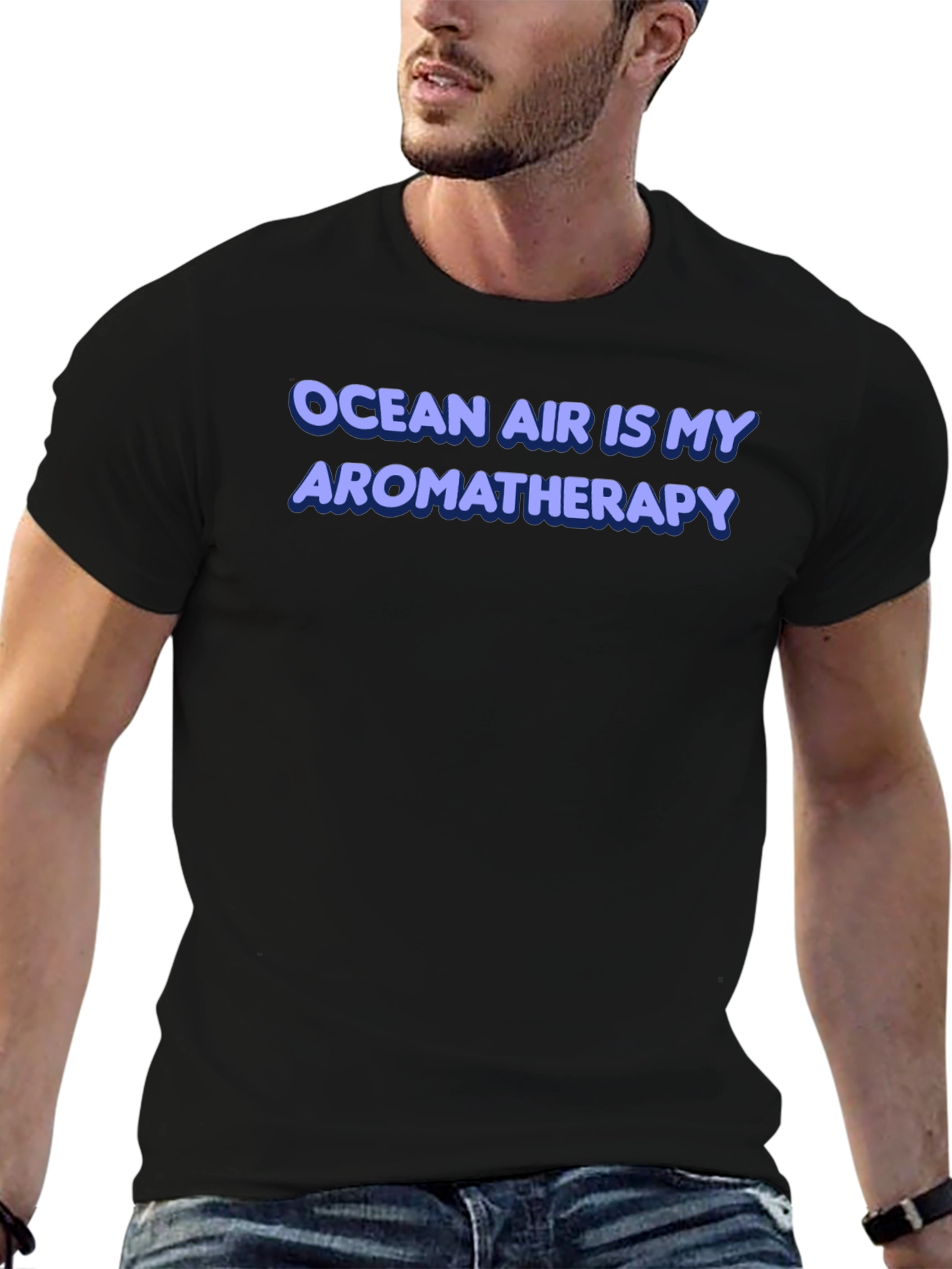 Ocean Air Aromatherapy T-Shirt - Black Cotton Tee