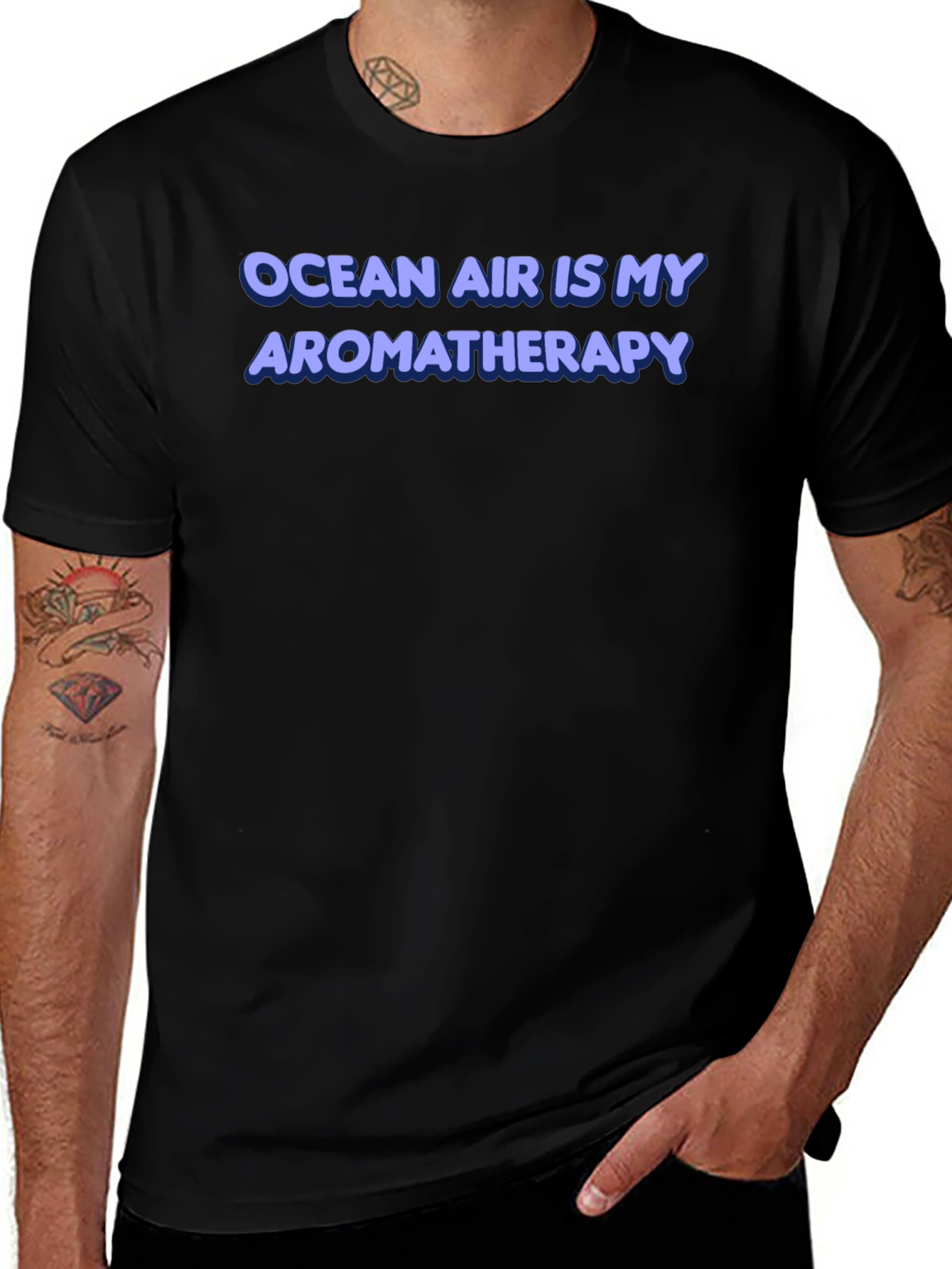 Ocean Air Aromatherapy T-Shirt - Black Cotton Tee