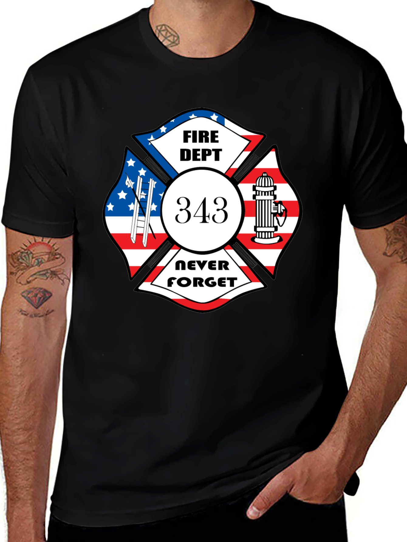 Fire Dept 343 Never Forget T-Shirt