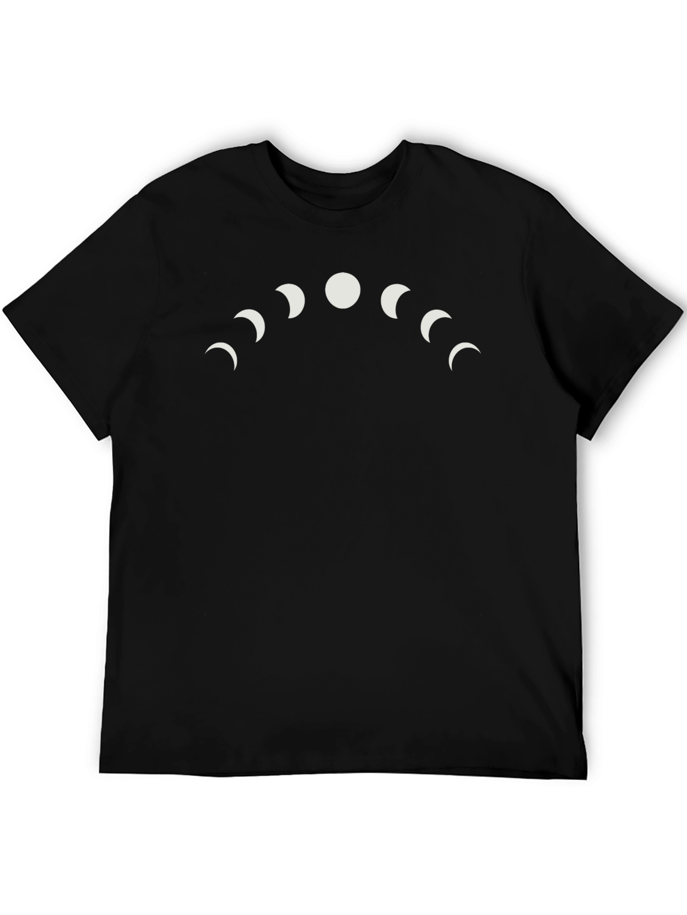 Lunar Phase Graphic Tee - Black Cotton T-Shirt