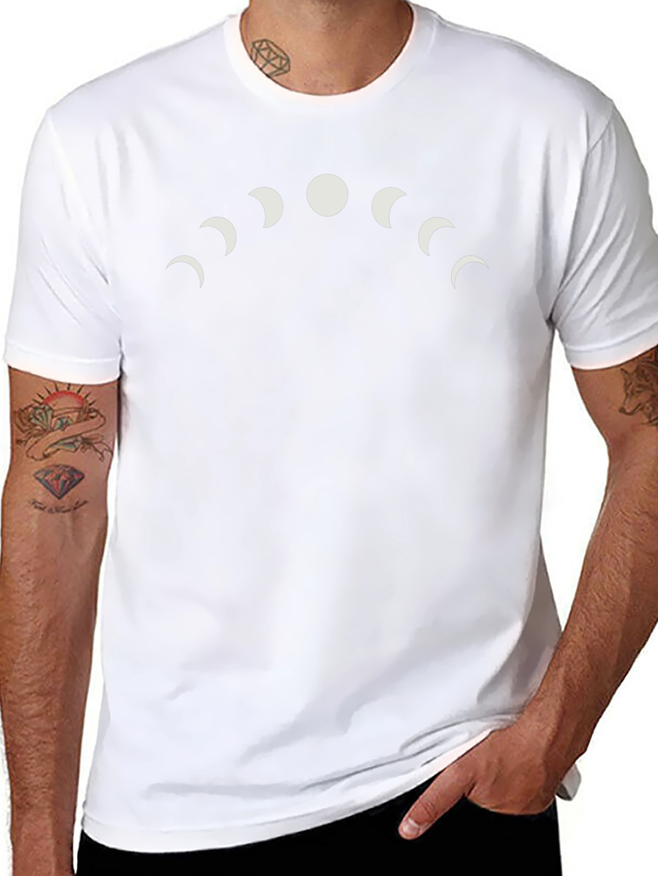 Lunar Phase Graphic Tee - Black Cotton T-Shirt