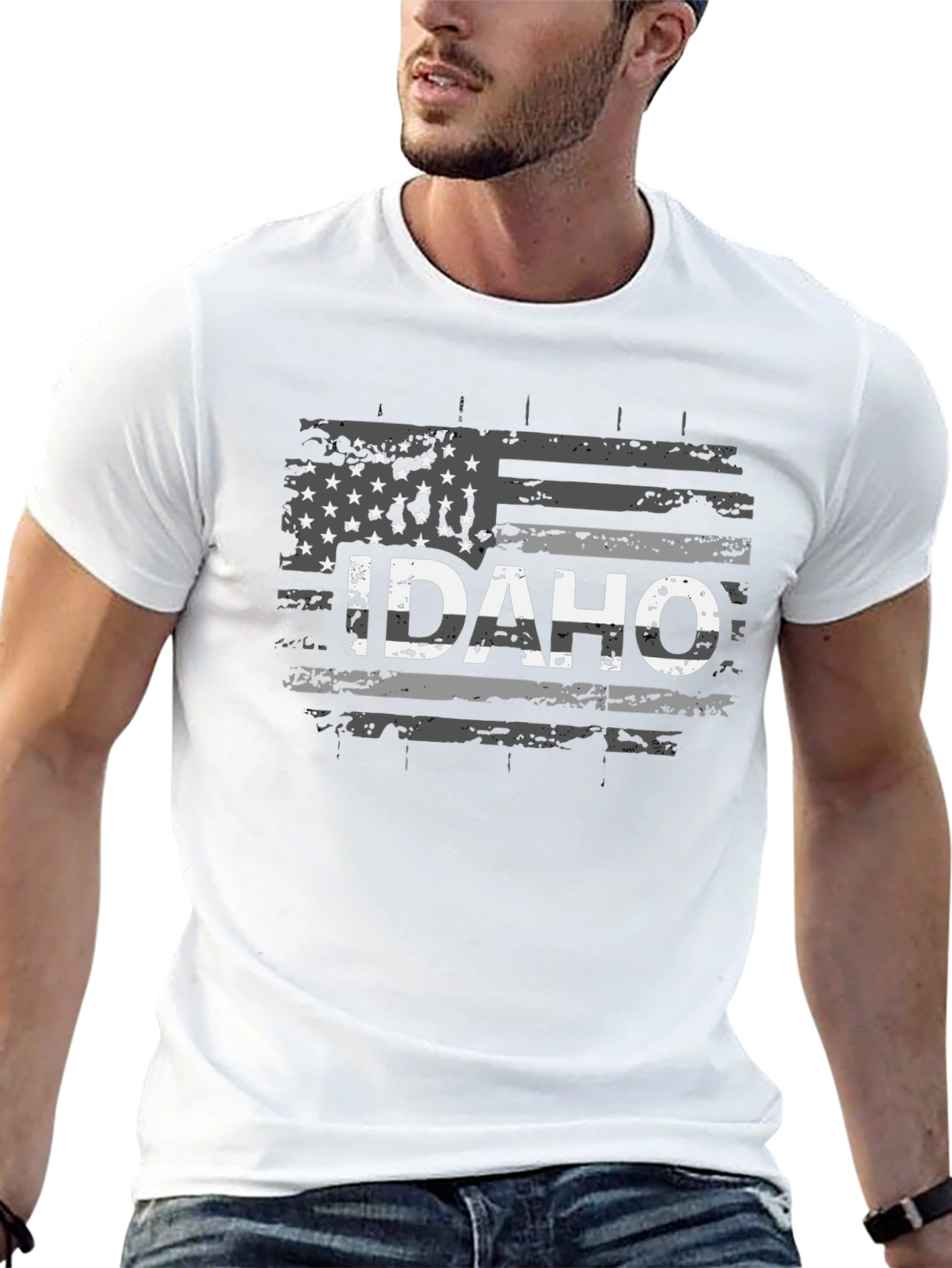 Idaho Flag Distressed Graphic T-Shirt