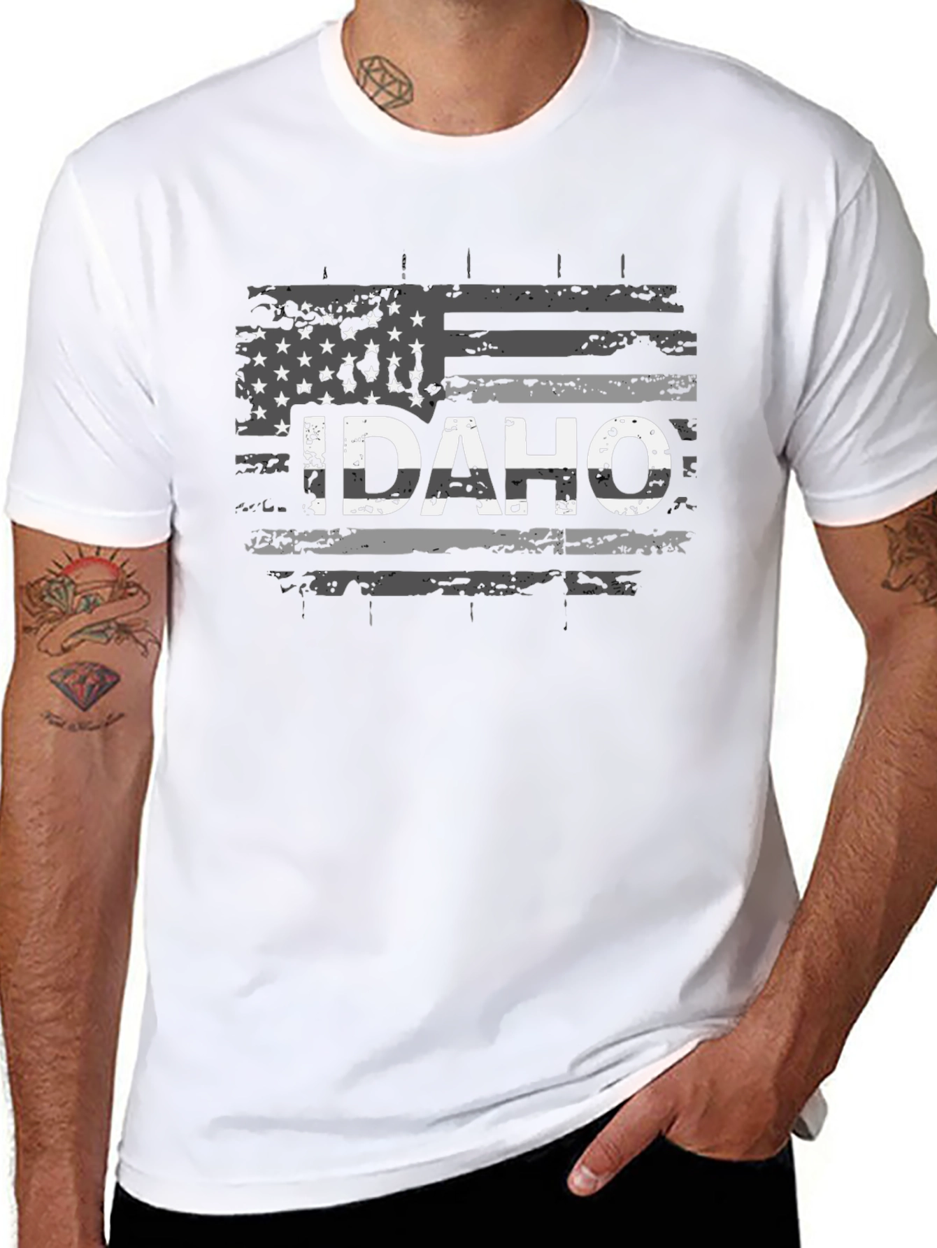 Idaho Flag Distressed Graphic T-Shirt
