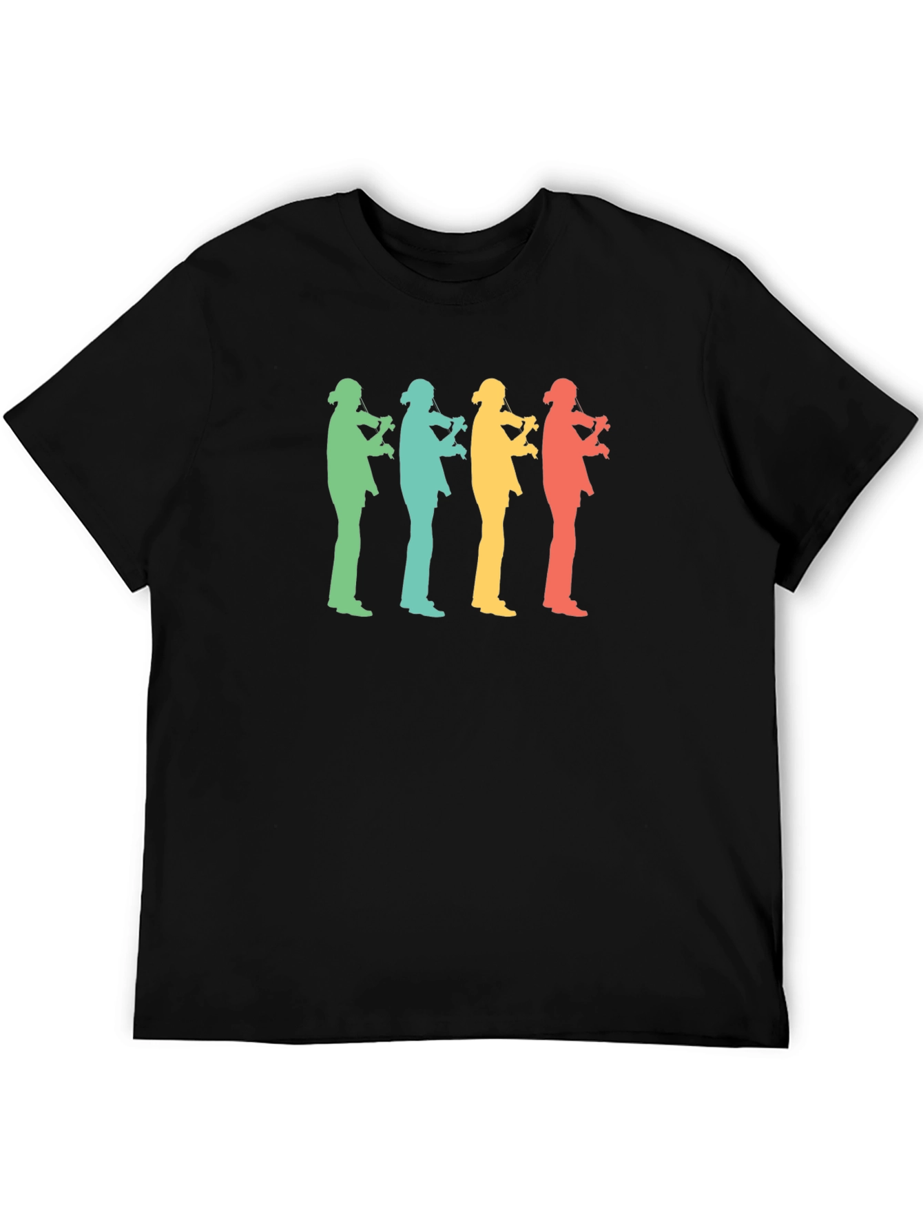 Retro Musician T-Shirt - Black Cotton Blend