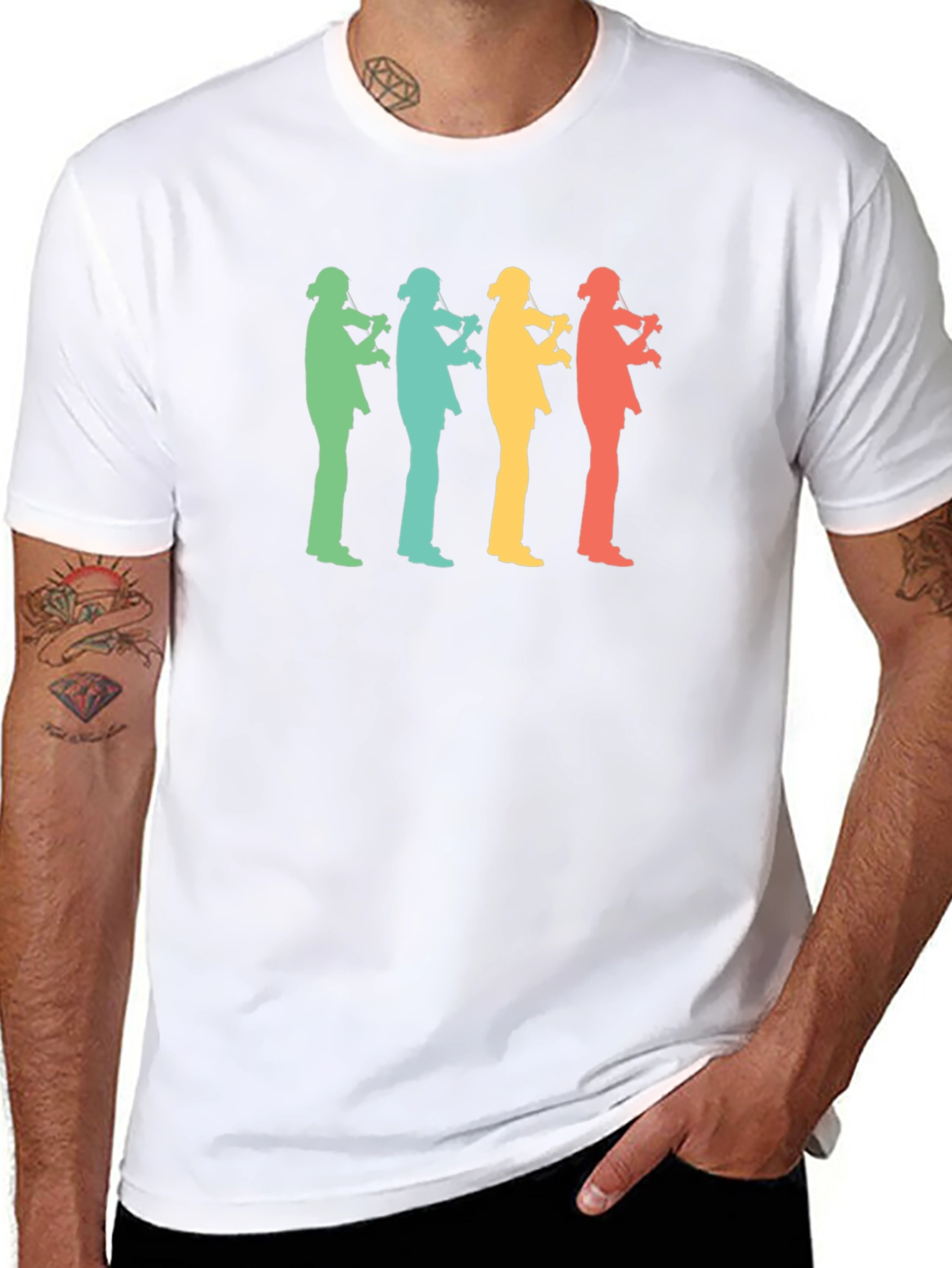 Retro Musician T-Shirt - Black Cotton Blend