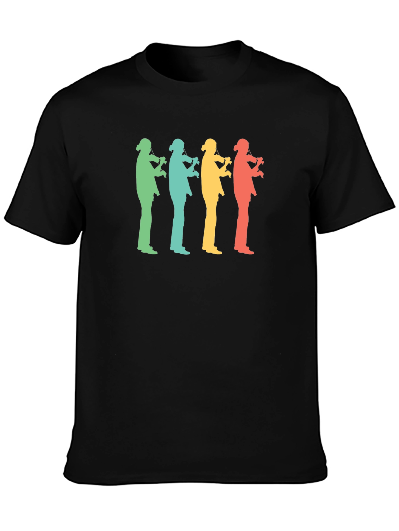 Retro Musician T-Shirt - Black Cotton Blend