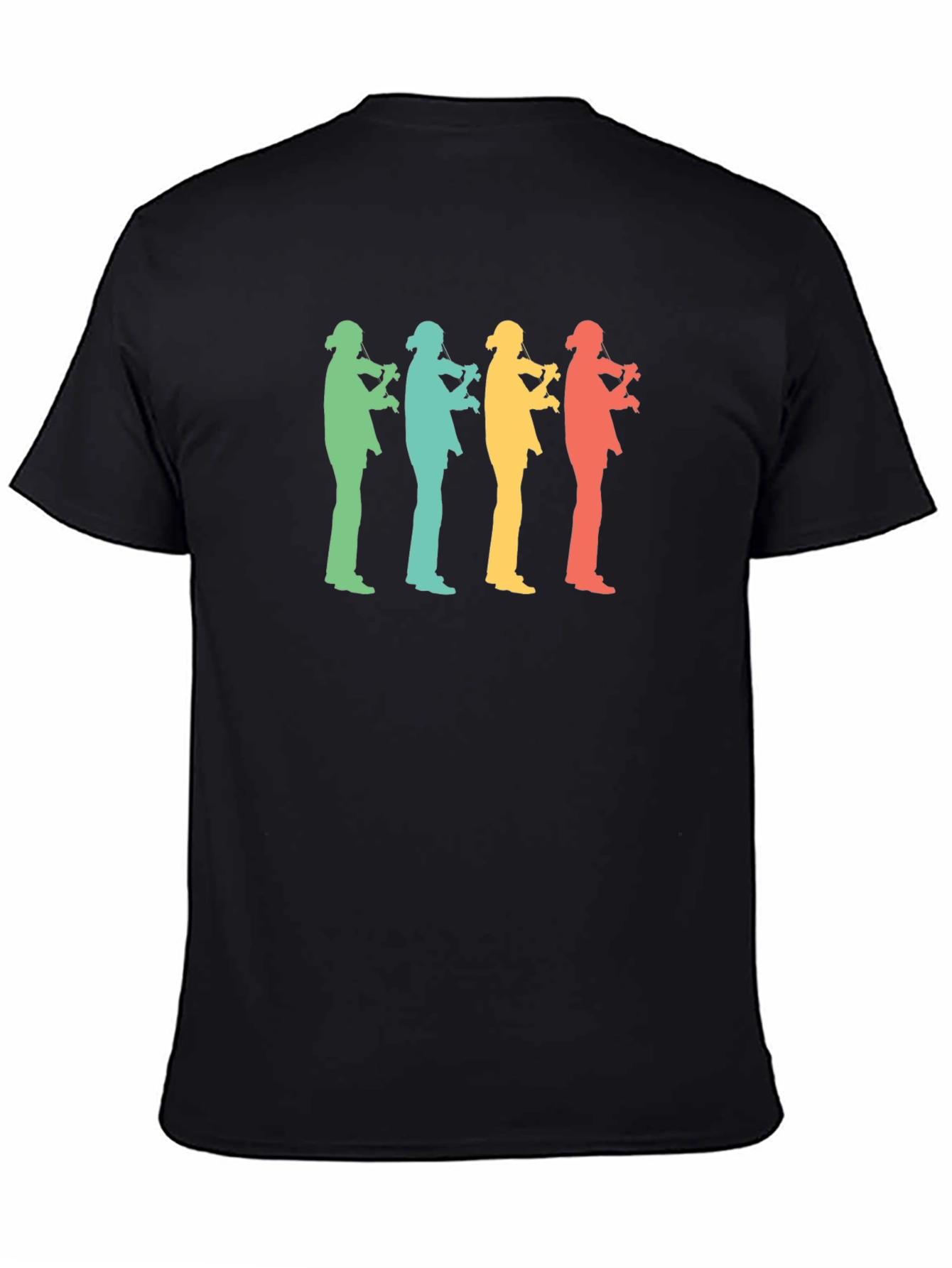 Retro Musician T-Shirt - Black Cotton Blend