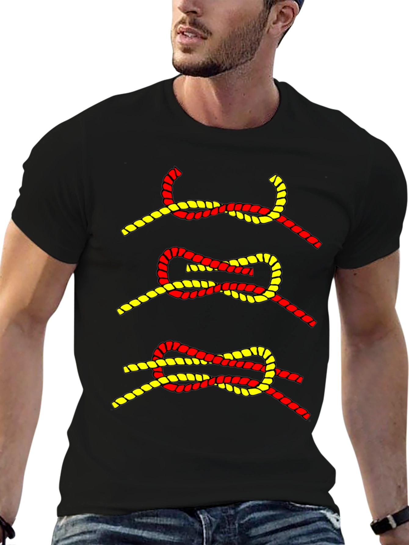 Knot Graphic Tee - Black Cotton Blend T-Shirt