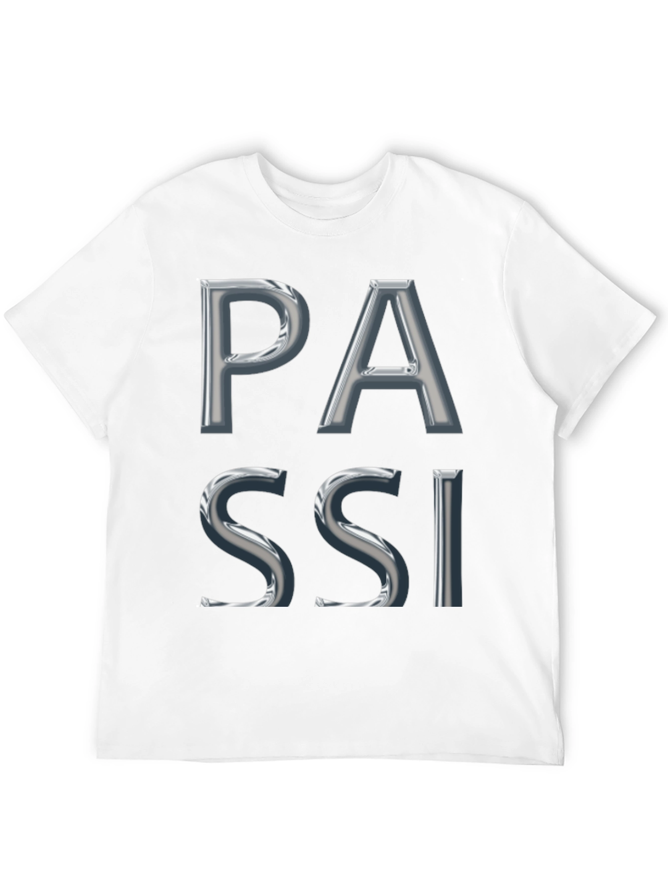 PASSI Graphic Tee - Bold Silver Chrome Lettering