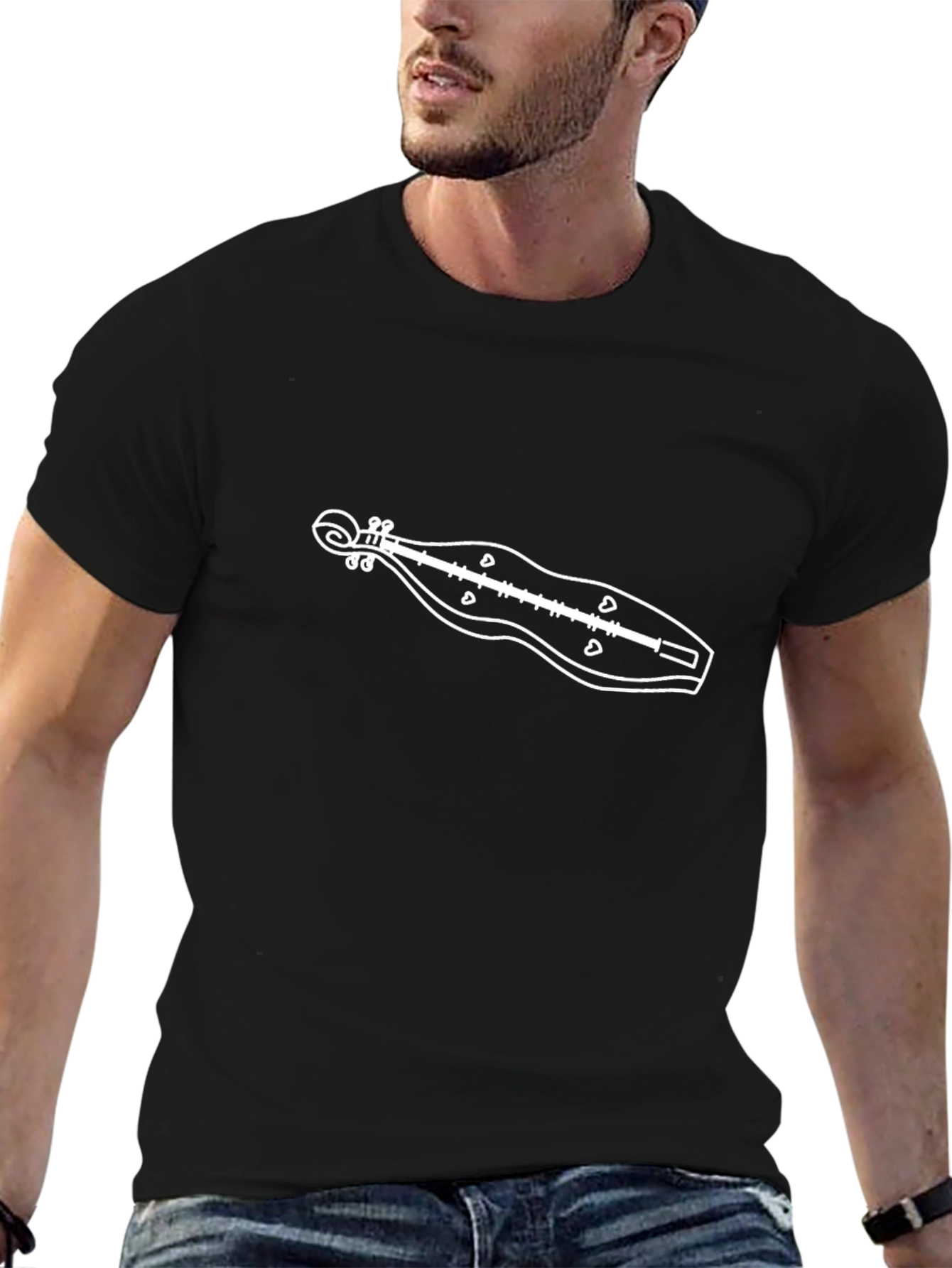 Dulcimer Graphic Tee - Black Cotton T-Shirt