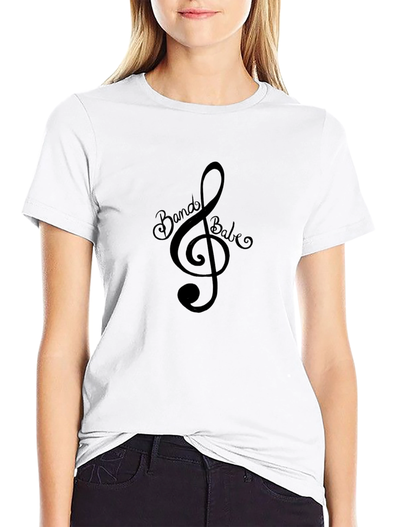 Band Babe Music Treble Clef Black T-Shirt