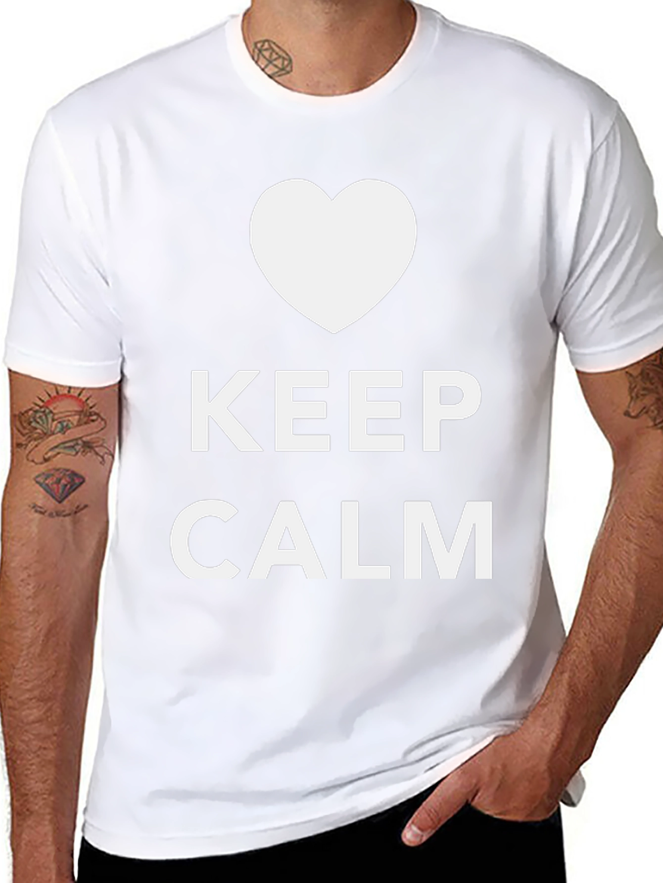 Keep Calm Heart Graphic Black T-Shirt