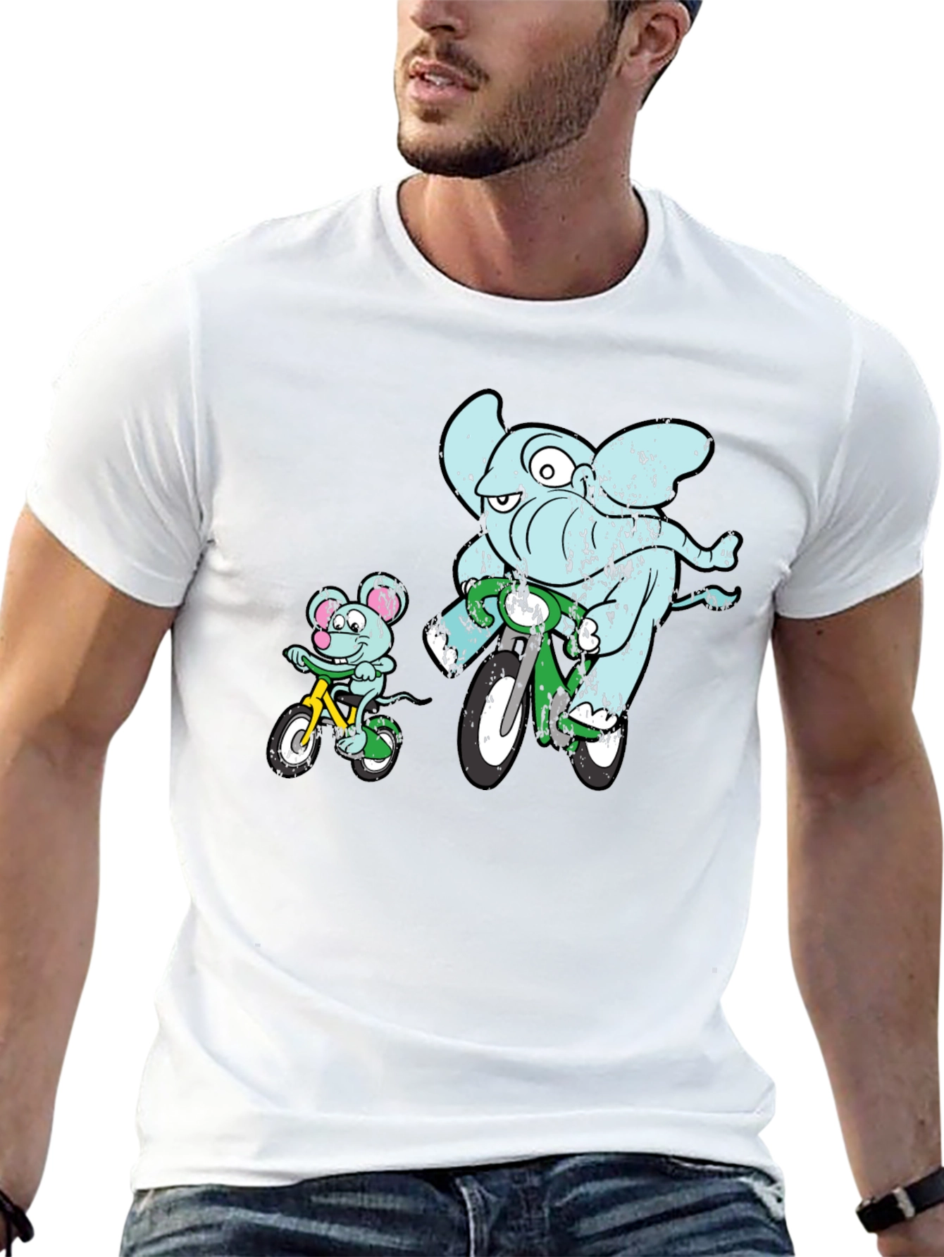 Elephant and Mouse Bicycle Ride T-Shirt - Black