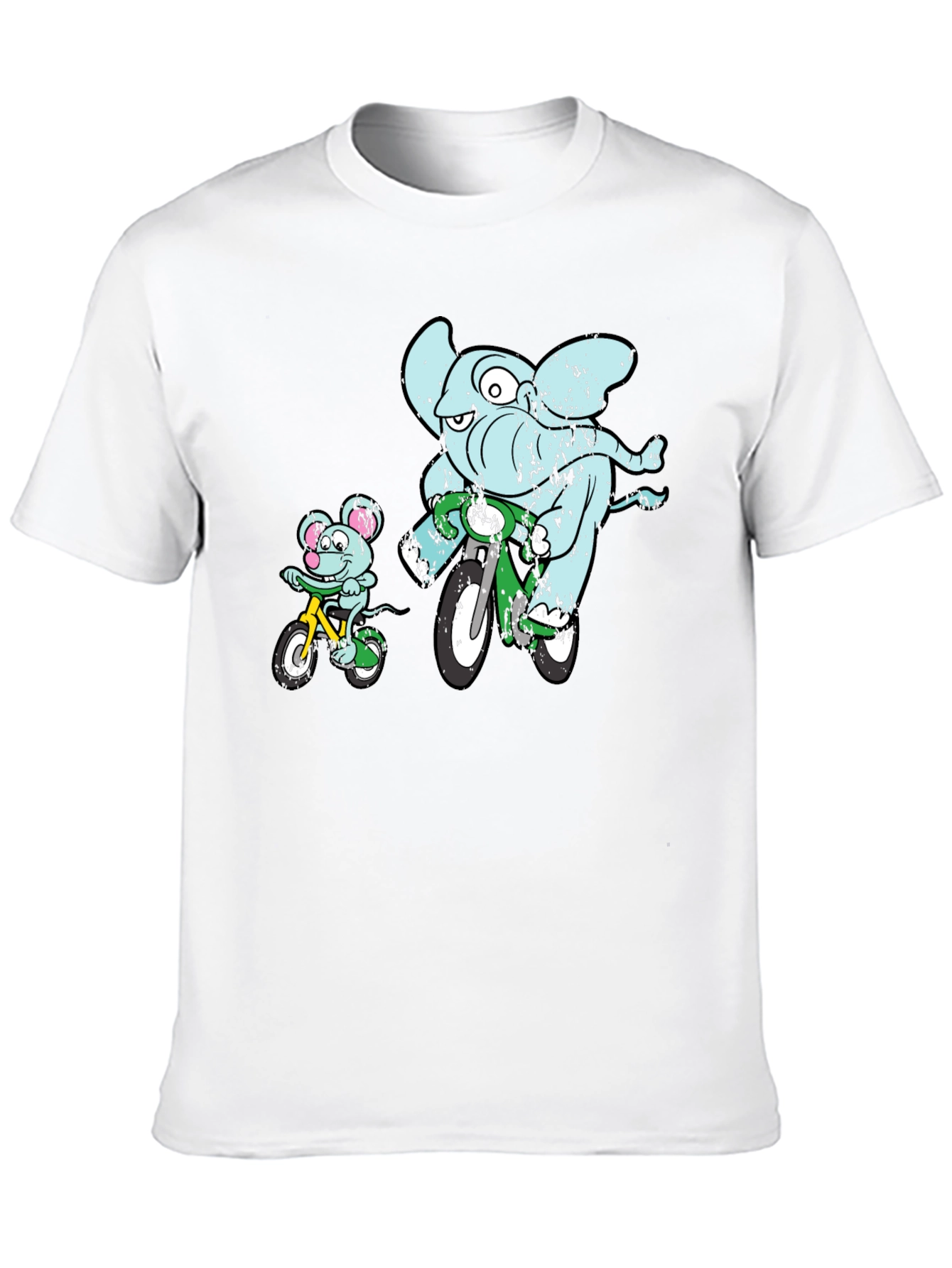 Elephant and Mouse Bicycle Ride T-Shirt - Black