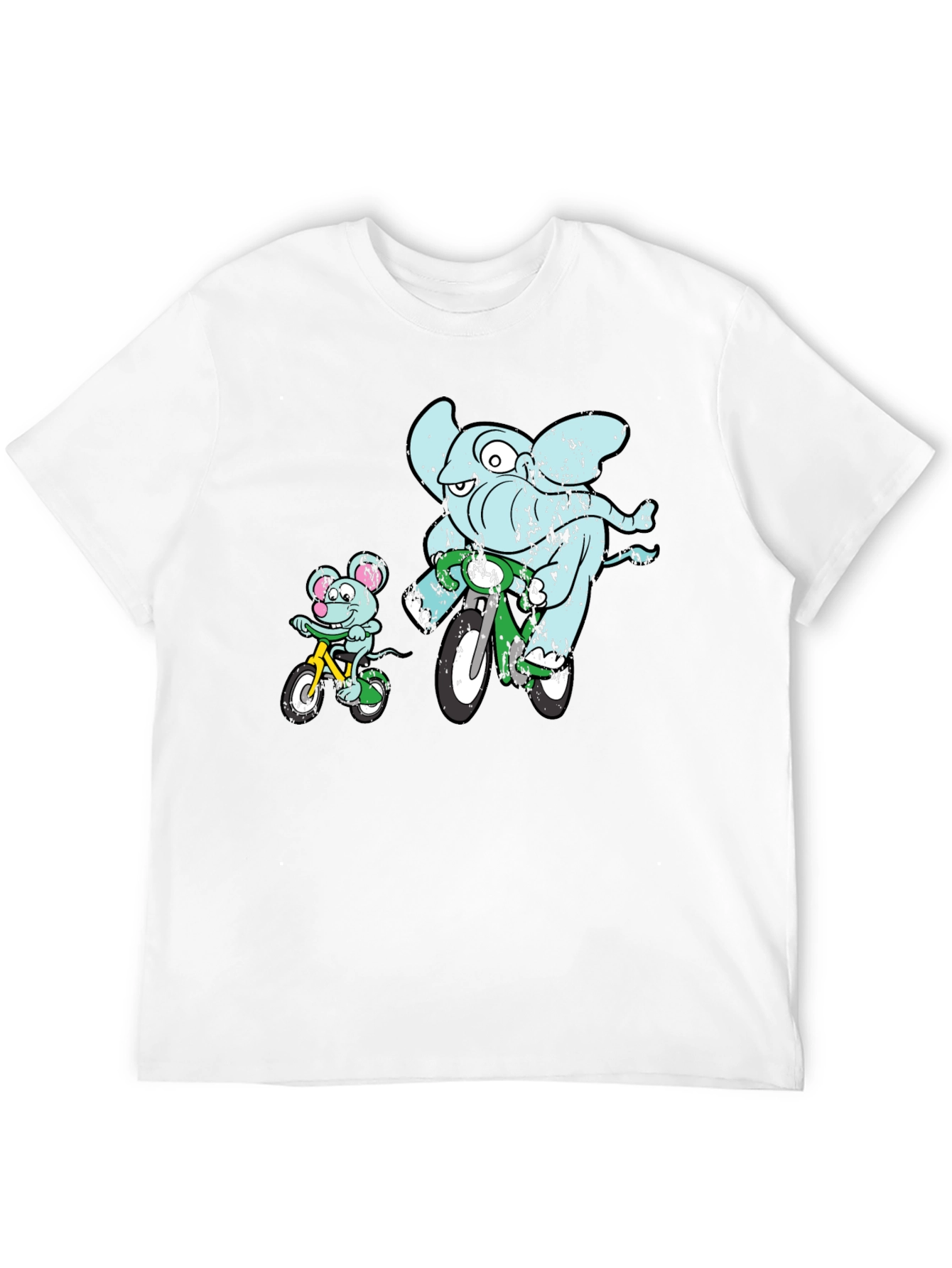Elephant and Mouse Bicycle Ride T-Shirt - Black