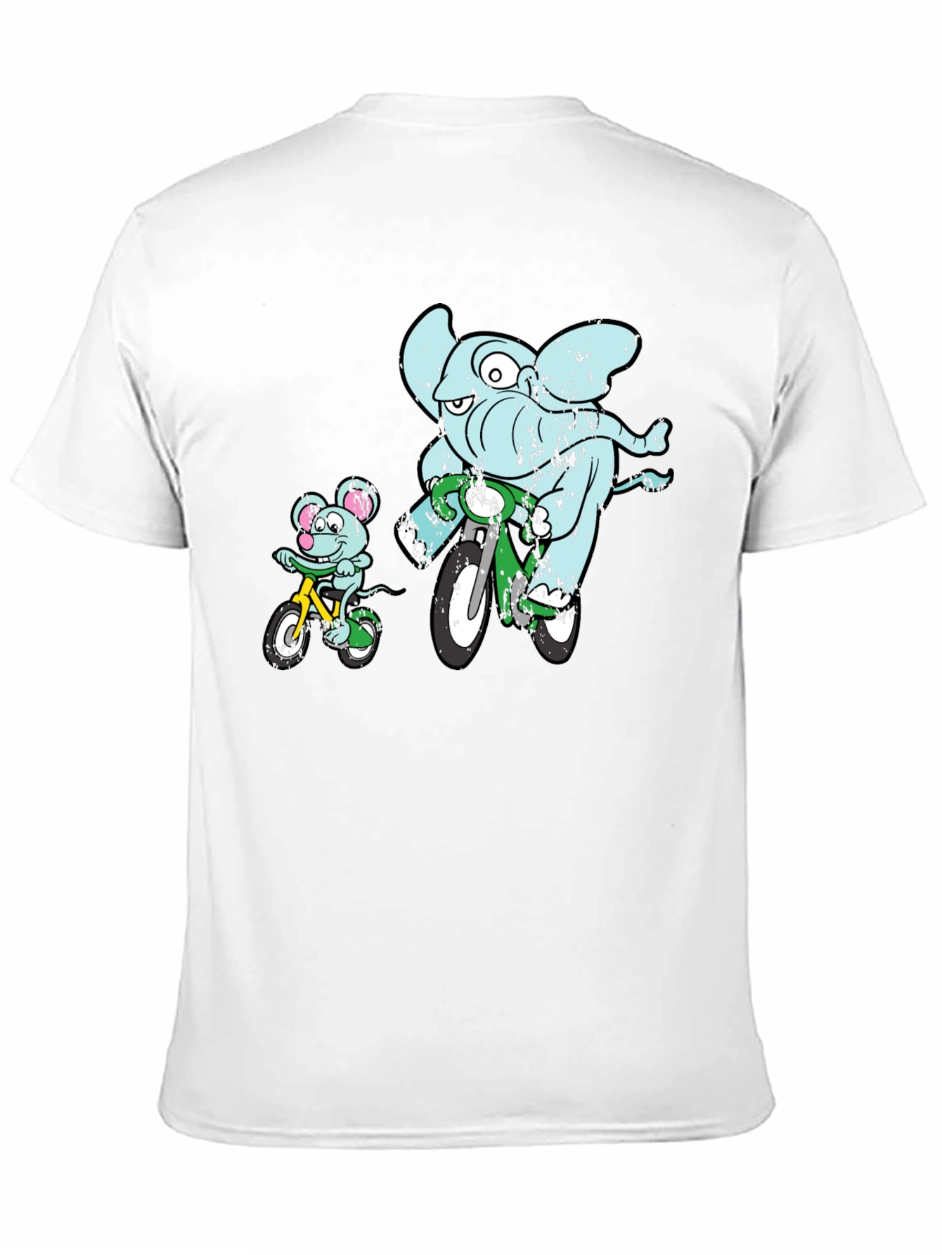 Elephant and Mouse Bicycle Ride T-Shirt - Black