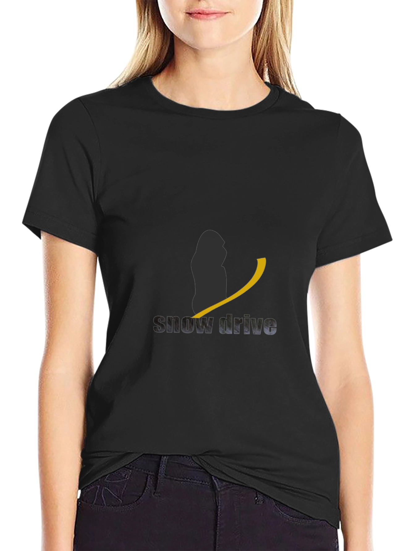Snow Drive Black Graphic Tee for Men