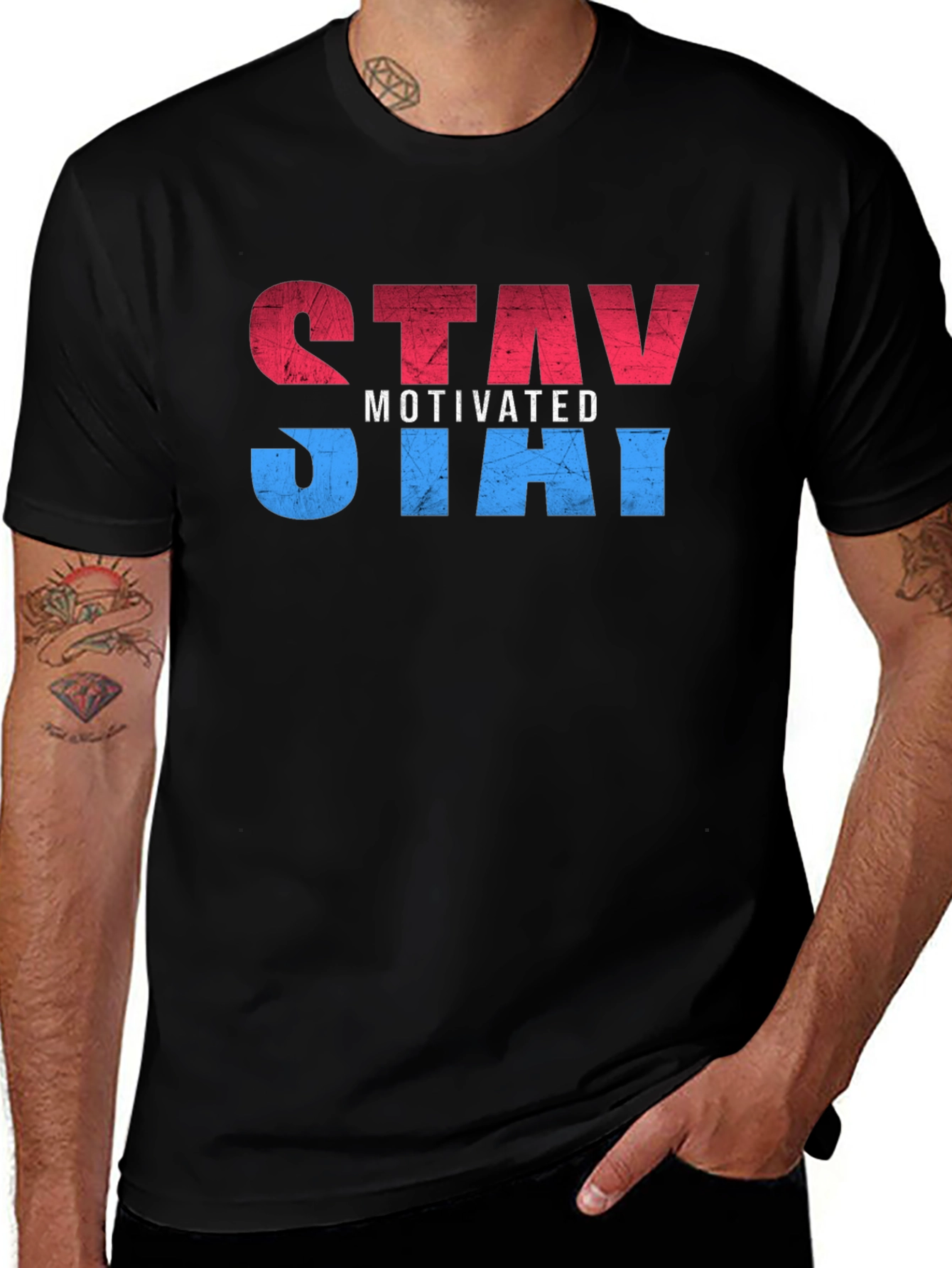 Stay Motivated Graphic T-Shirt - Black