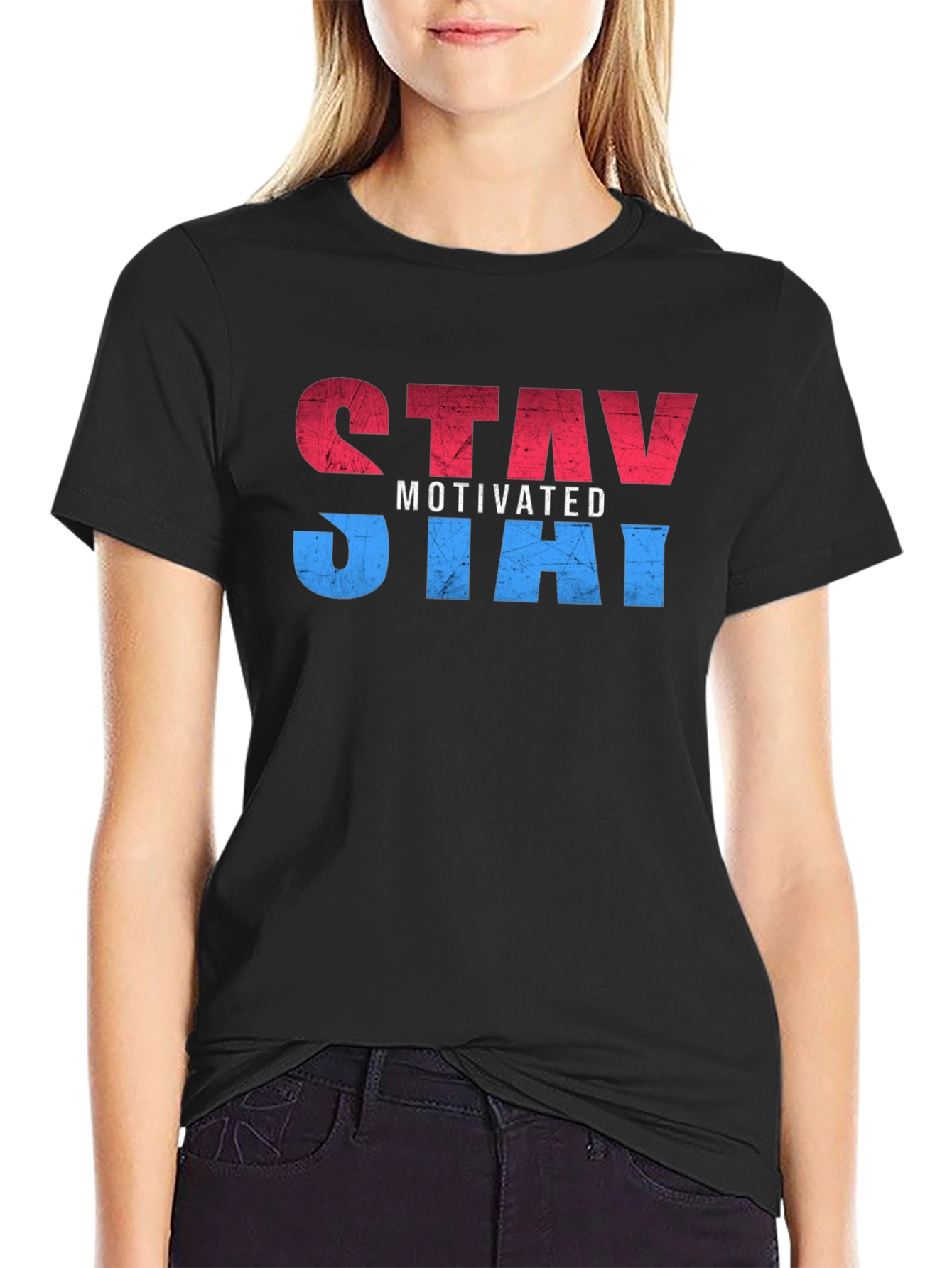Stay Motivated Graphic T-Shirt - Black