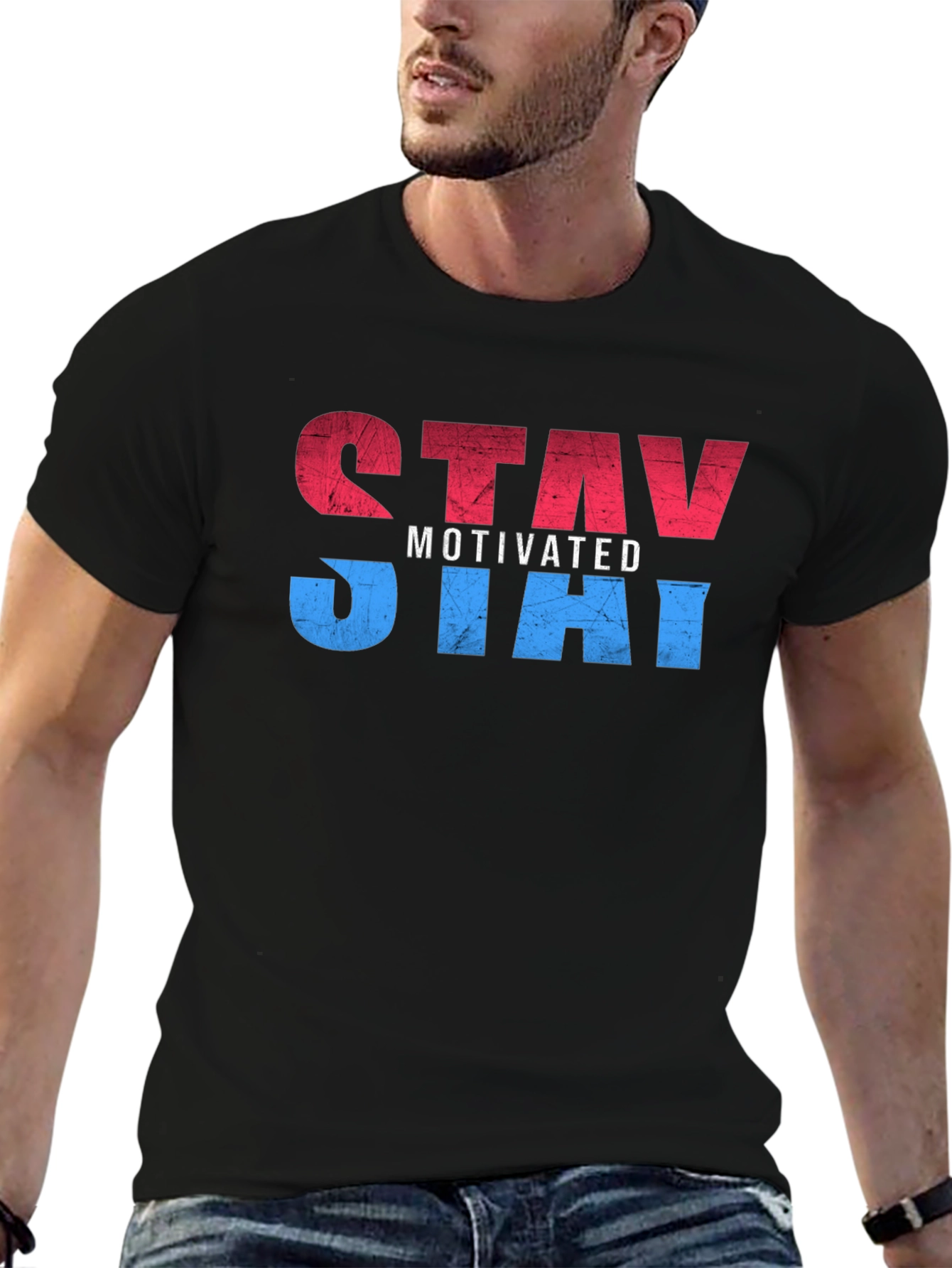 Stay Motivated Graphic T-Shirt - Black
