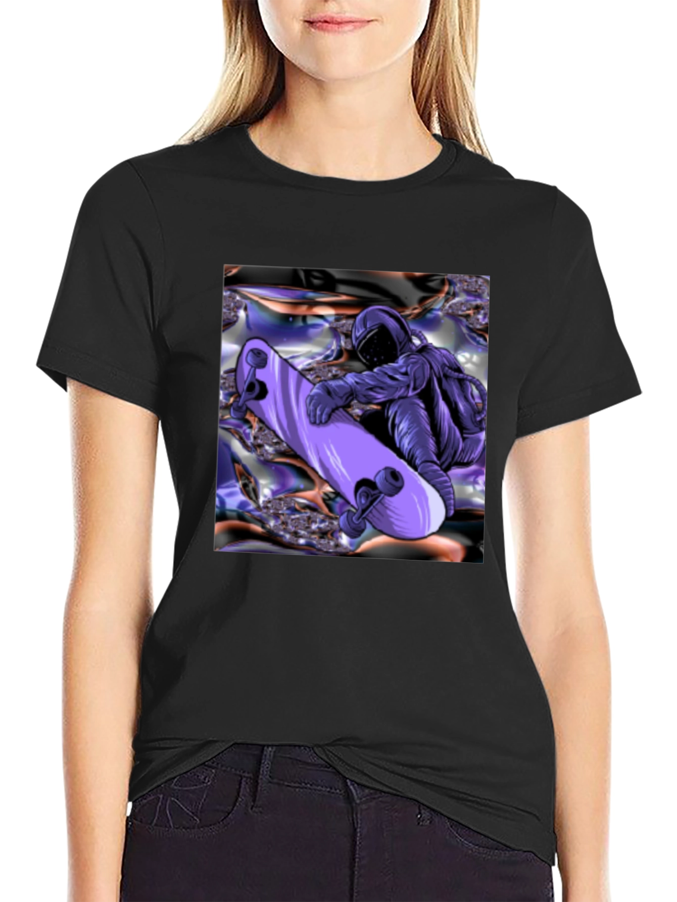 Astronaut Skateboarder Graphic Tee