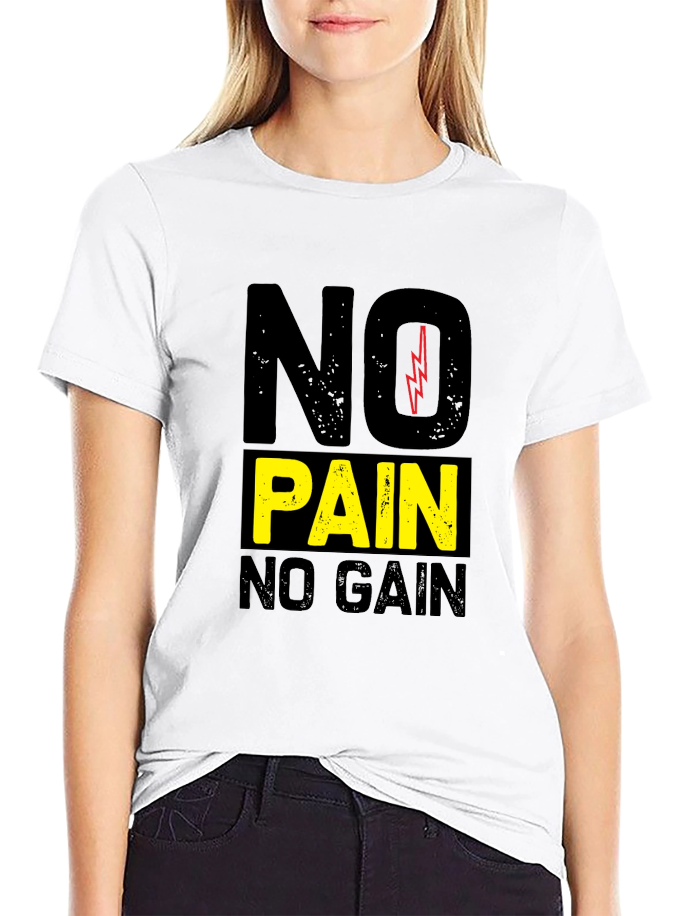 No Pain No Gain Black Graphic T-Shirt