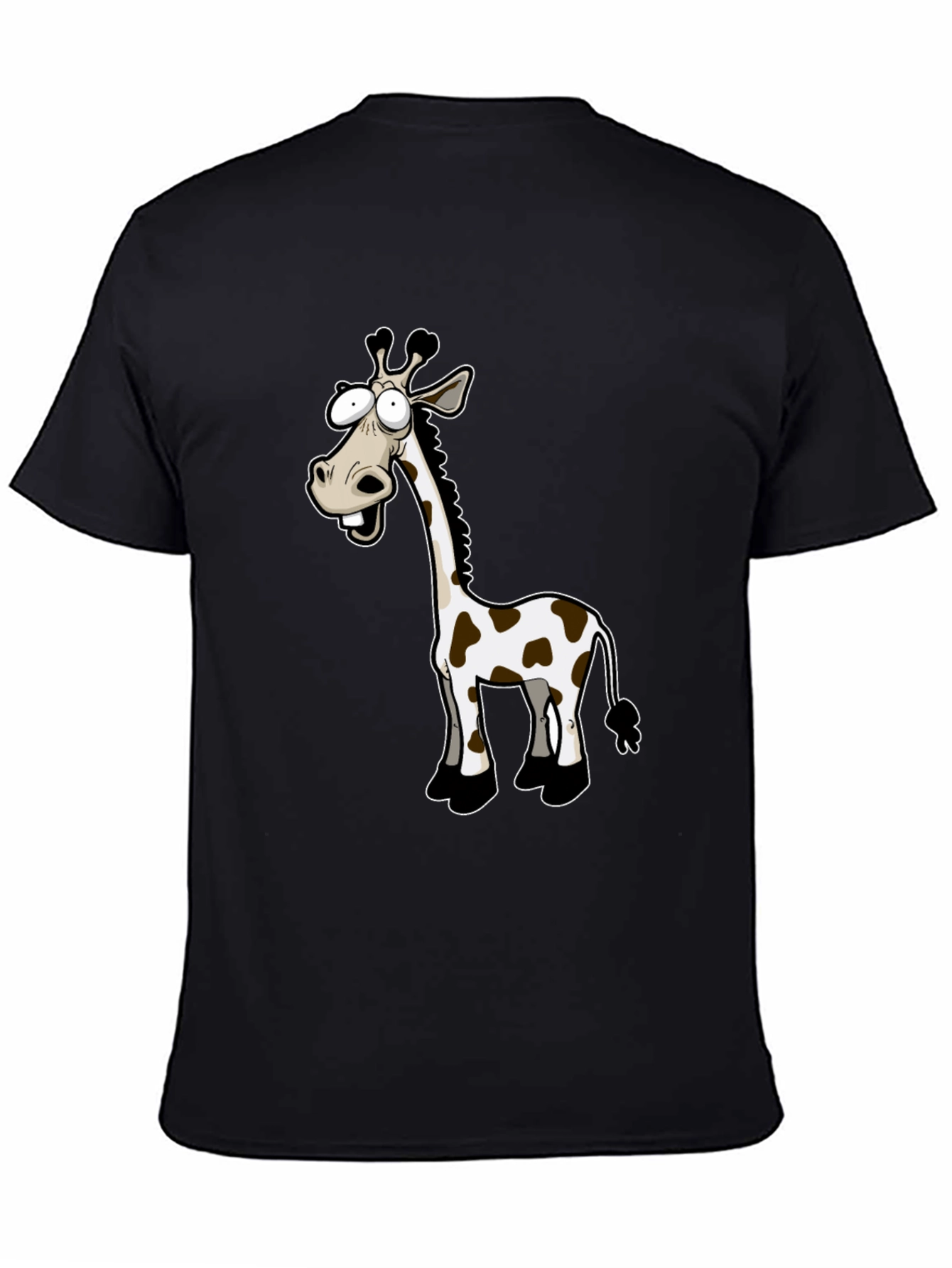 Cartoon Giraffe Black T-Shirt