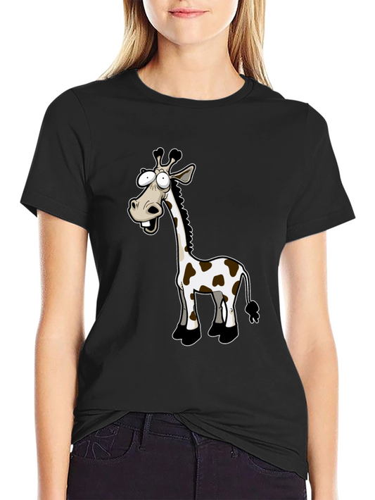 Cartoon Giraffe Black T-Shirt