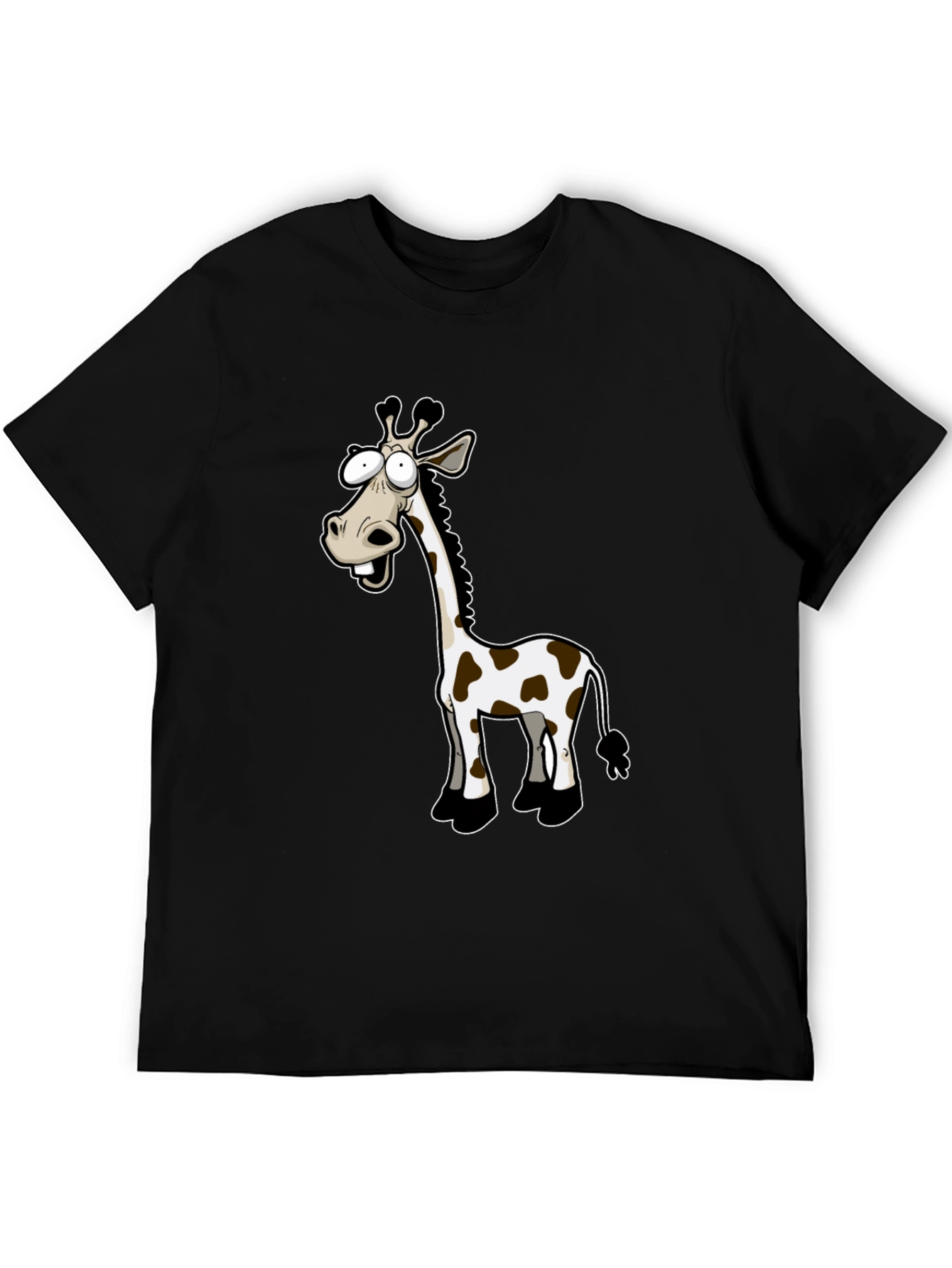 Cartoon Giraffe Black T-Shirt