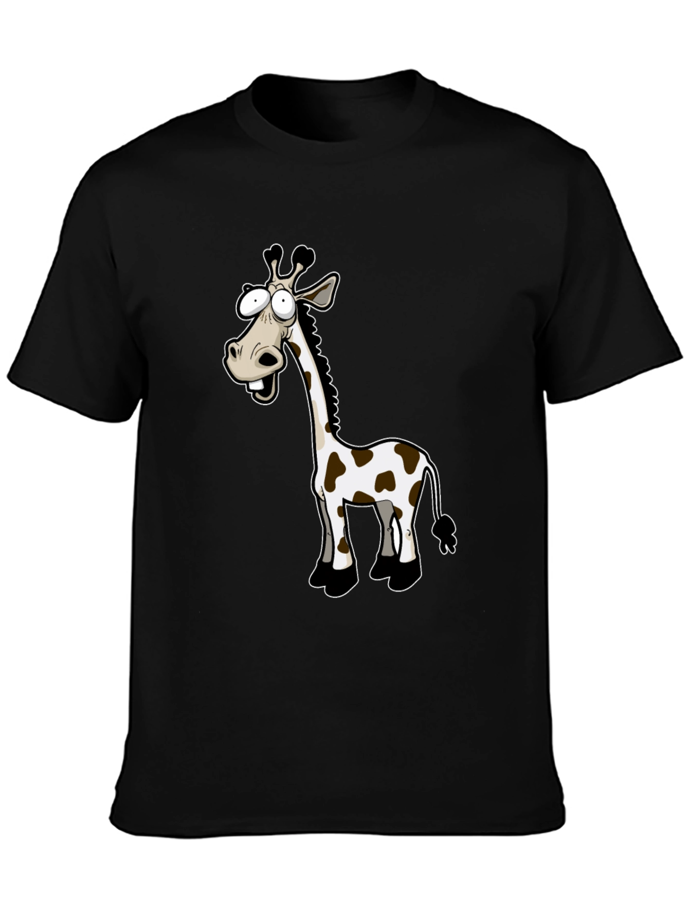 Cartoon Giraffe Black T-Shirt