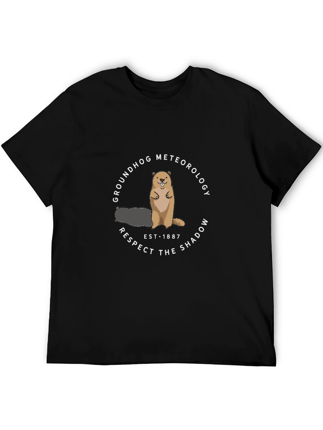 Groundhog Meteorology Respect the Shadow Black T-Shirt